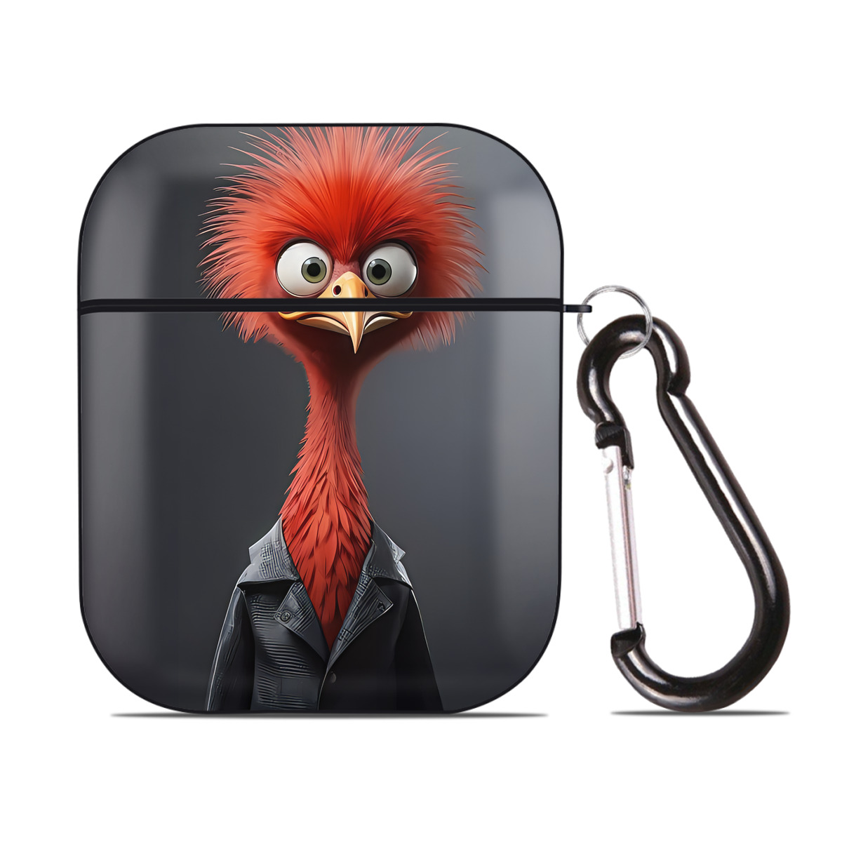 （画像用） Angry Birds アングリーバード AirPods 第2世代保護ケース ハードシェル ブラック 耐衝撃・防指紋・カラビナ付き