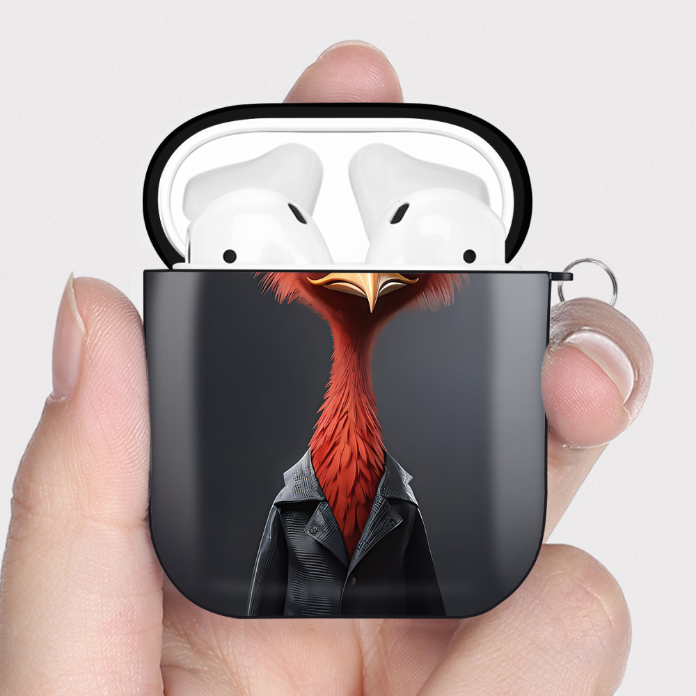 （画像用） Angry Birds アングリーバード AirPods 第2世代保護ケース ハードシェル ブラック 耐衝撃・防指紋・カラビナ付き