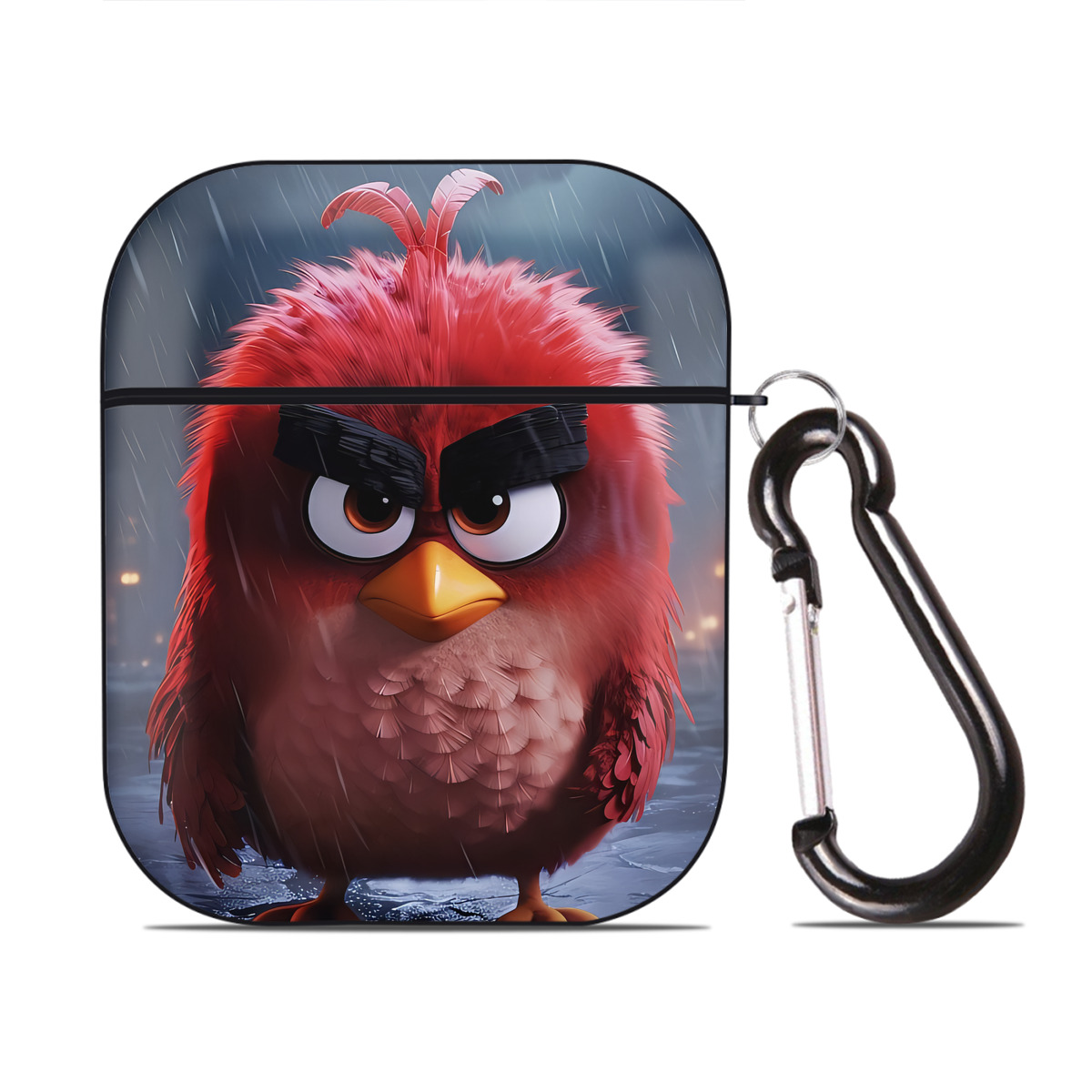 （画像用） Angry Birds アングリーバード AirPods 第2世代保護ケース ハードシェル ブラック 耐衝撃・防指紋・カラビナ付き