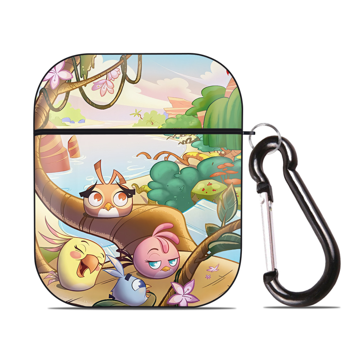 （画像用） Angry Birds アングリーバード AirPods 第2世代保護ケース ハードシェル ブラック 耐衝撃・防指紋・カラビナ付き