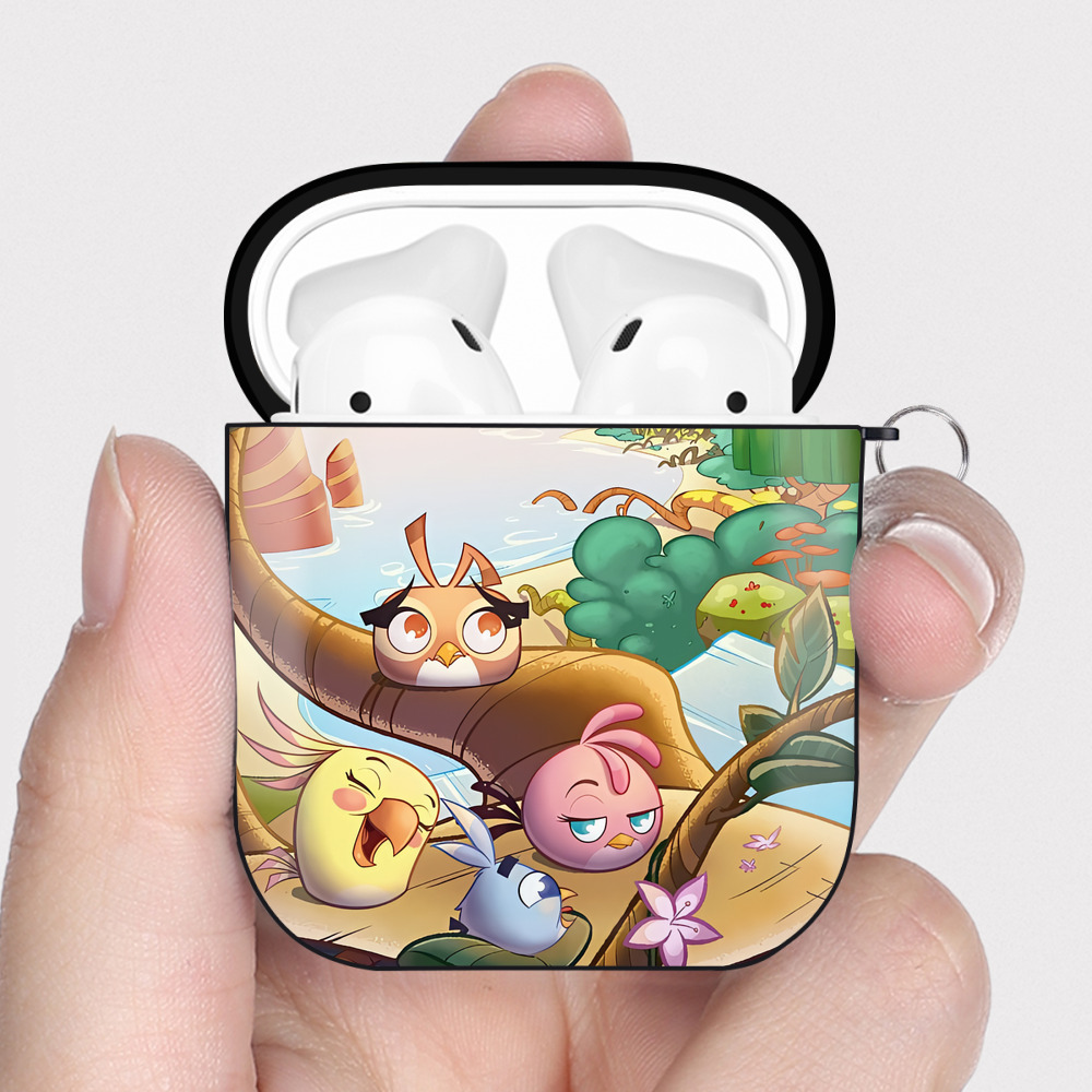 （画像用） Angry Birds アングリーバード AirPods 第2世代保護ケース ハードシェル ブラック 耐衝撃・防指紋・カラビナ付き
