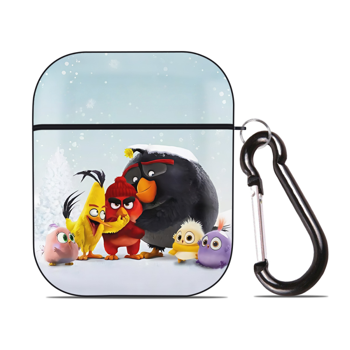 （画像用） Angry Birds アングリーバード AirPods 第2世代保護ケース ハードシェル ブラック 耐衝撃・防指紋・カラビナ付き