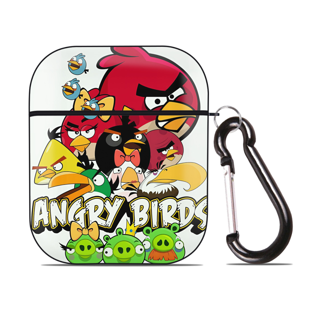 （画像用） Angry Birds アングリーバード AirPods 第2世代保護ケース ハードシェル ブラック 耐衝撃・防指紋・カラビナ付き