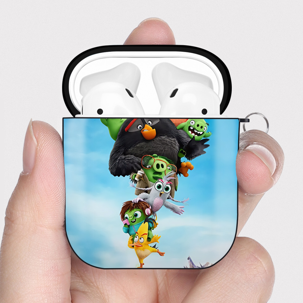 （画像用） Angry Birds アングリーバード AirPods 第2世代保護ケース ハードシェル ブラック 耐衝撃・防指紋・カラビナ付き
