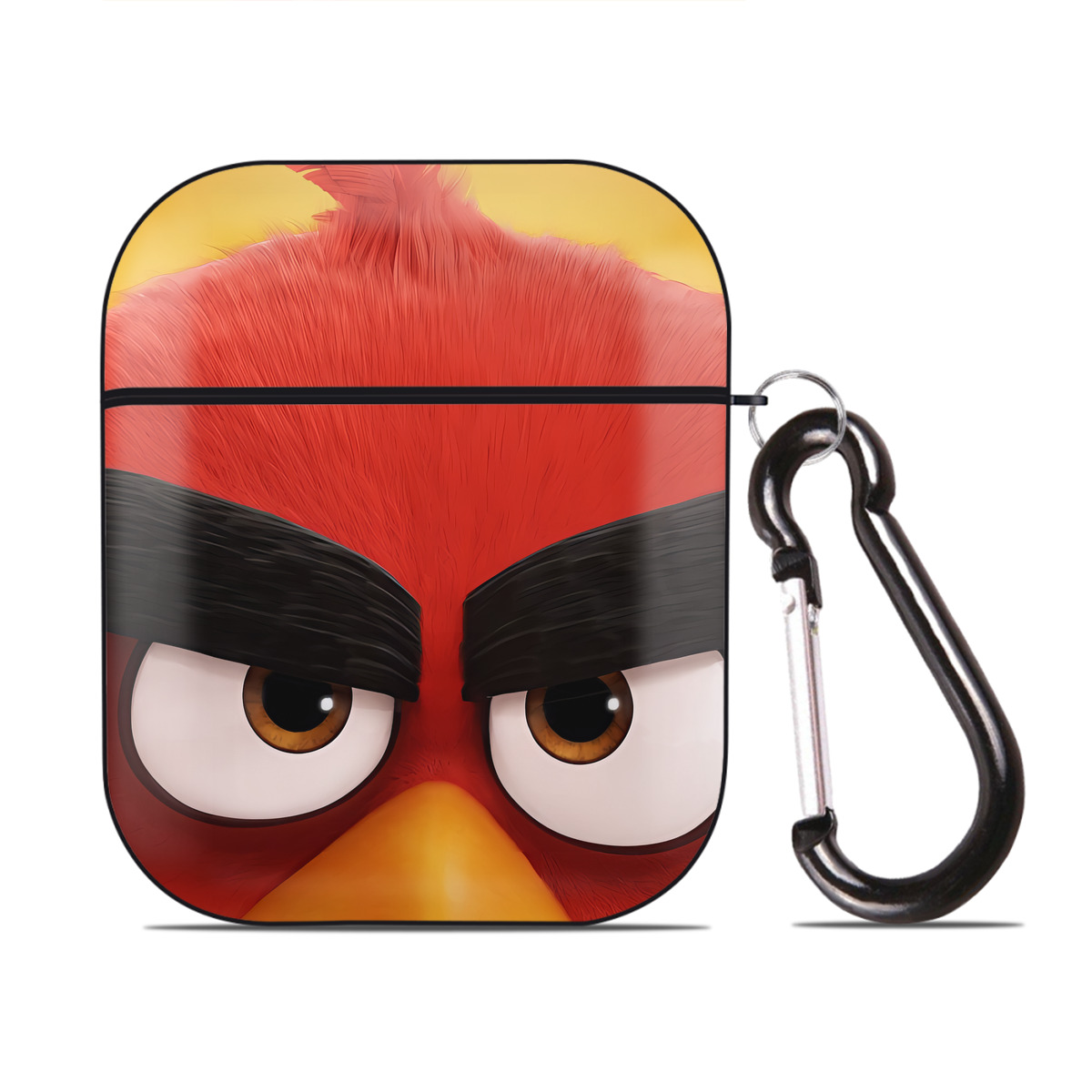 （画像用） Angry Birds アングリーバード AirPods 第2世代保護ケース ハードシェル ブラック 耐衝撃・防指紋・カラビナ付き