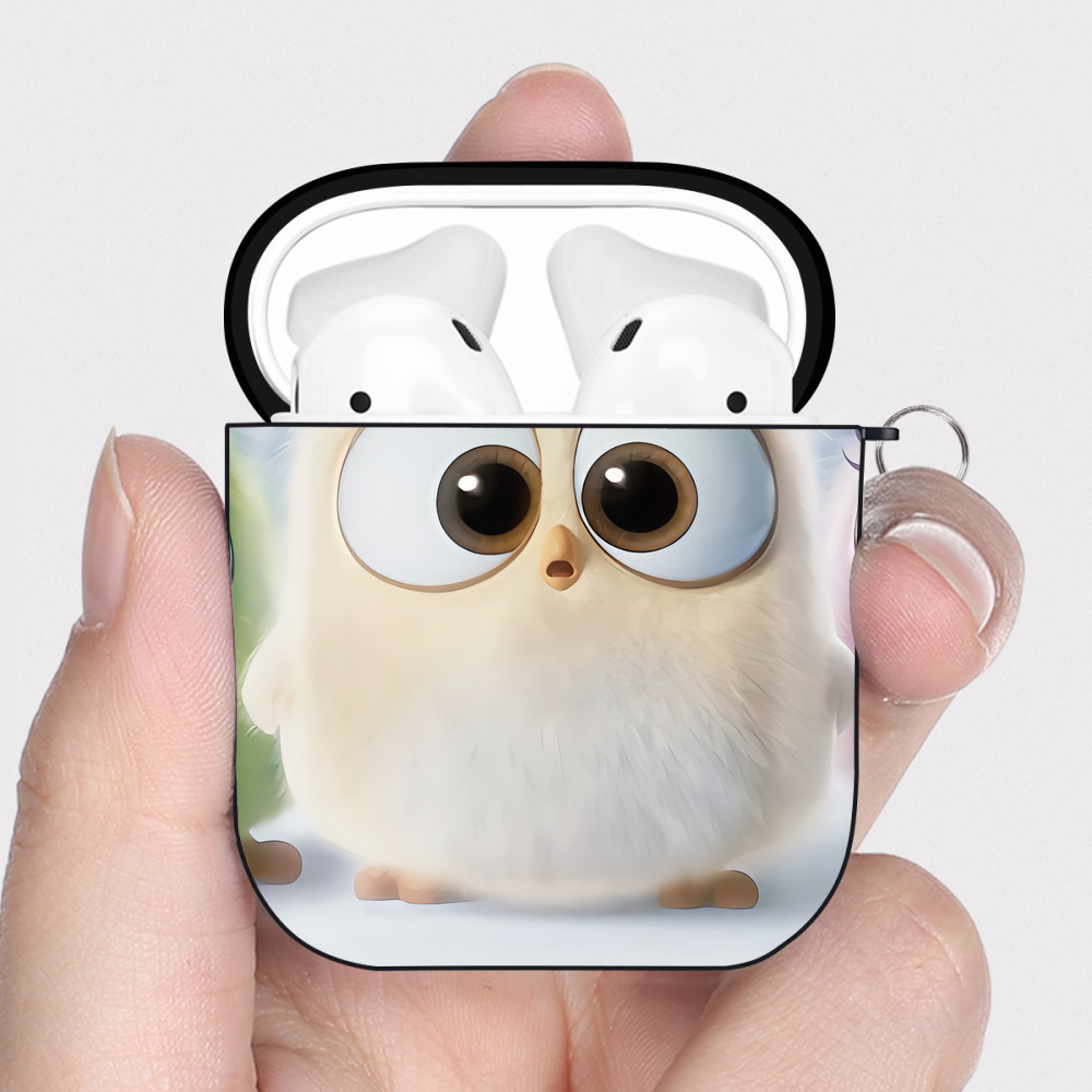 （画像用） Angry Birds アングリーバード AirPods 第2世代保護ケース ハードシェル ブラック 耐衝撃・防指紋・カラビナ付き