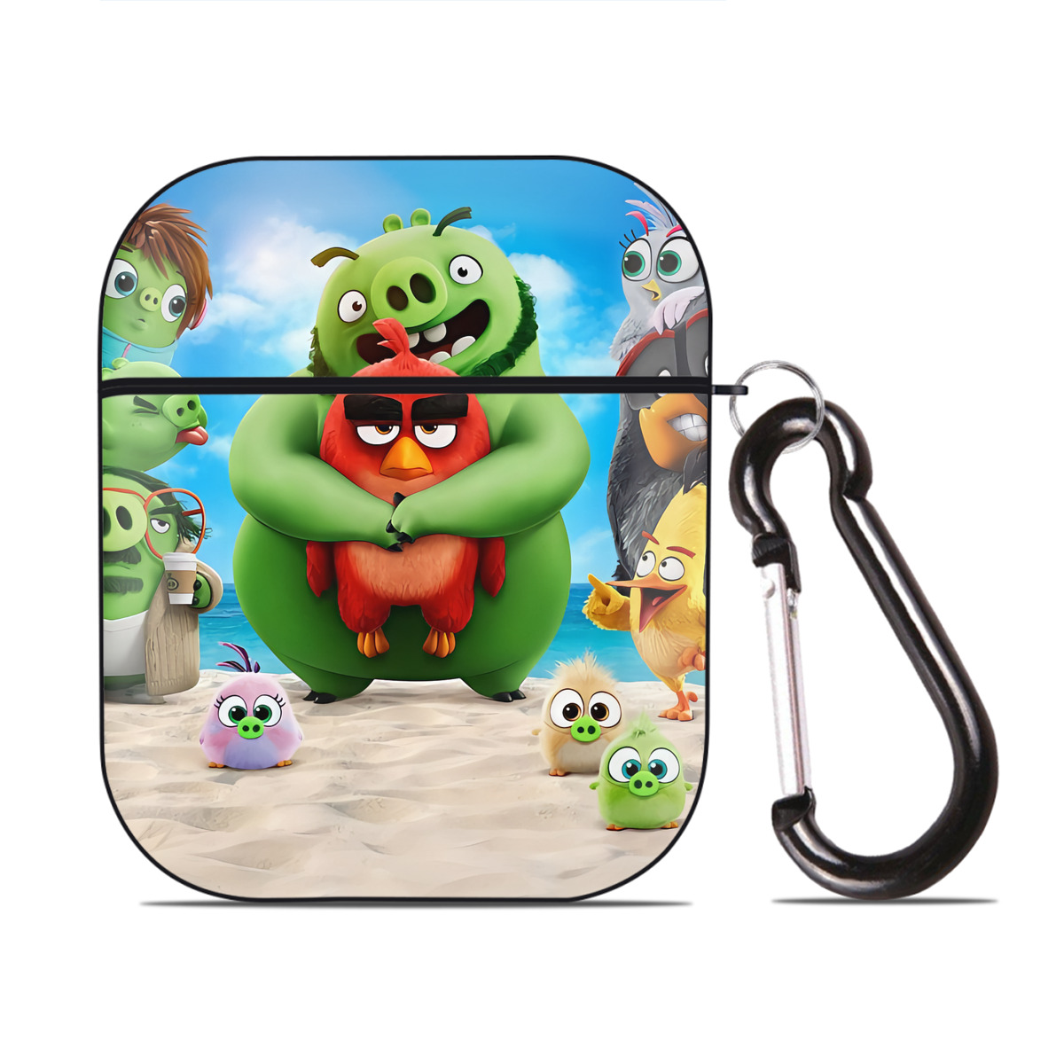 （画像用） Angry Birds アングリーバード AirPods 第2世代保護ケース ハードシェル ブラック 耐衝撃・防指紋・カラビナ付き