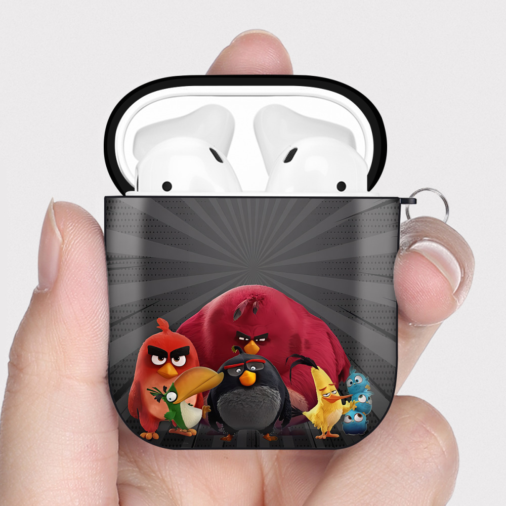 （画像用） Angry Birds アングリーバード AirPods 第2世代保護ケース ハードシェル ブラック 耐衝撃・防指紋・カラビナ付き