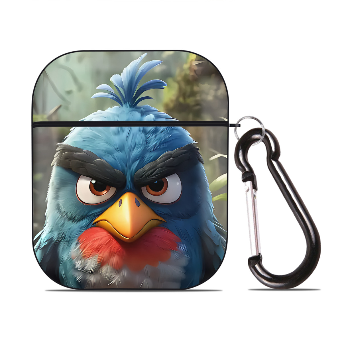 （画像用） Angry Birds アングリーバード AirPods 第2世代保護ケース ハードシェル ブラック 耐衝撃・防指紋・カラビナ付き