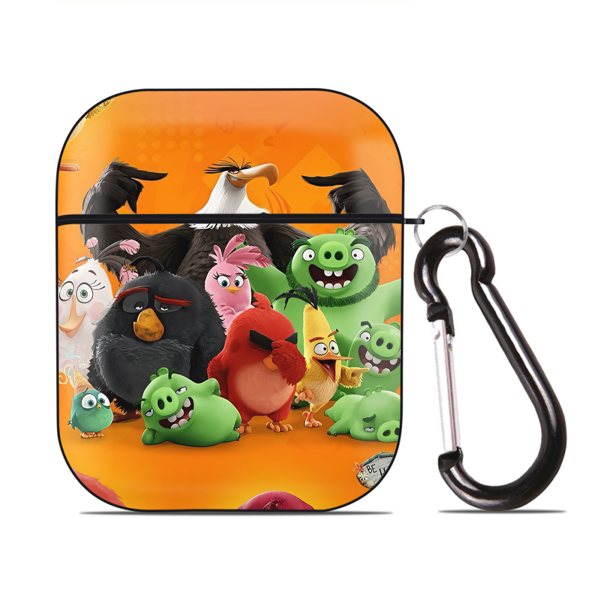（画像用） Angry Birds アングリーバード AirPods 第2世代保護ケース ハードシェル ブラック 耐衝撃・防指紋・カラビナ付き