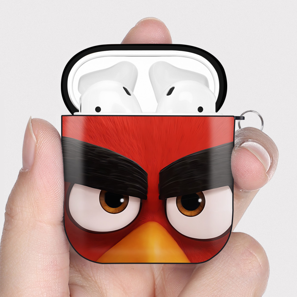 （画像用） Angry Birds アングリーバード AirPods 第2世代保護ケース ハードシェル ブラック 耐衝撃・防指紋・カラビナ付き