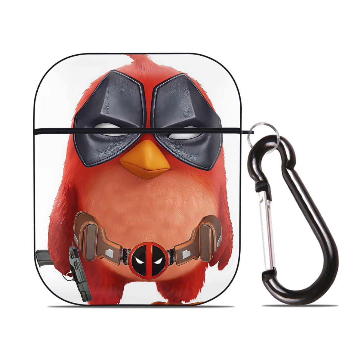 （画像用） Angry Birds アングリーバード AirPods 第2世代保護ケース ハードシェル ブラック 耐衝撃・防指紋・カラビナ付き