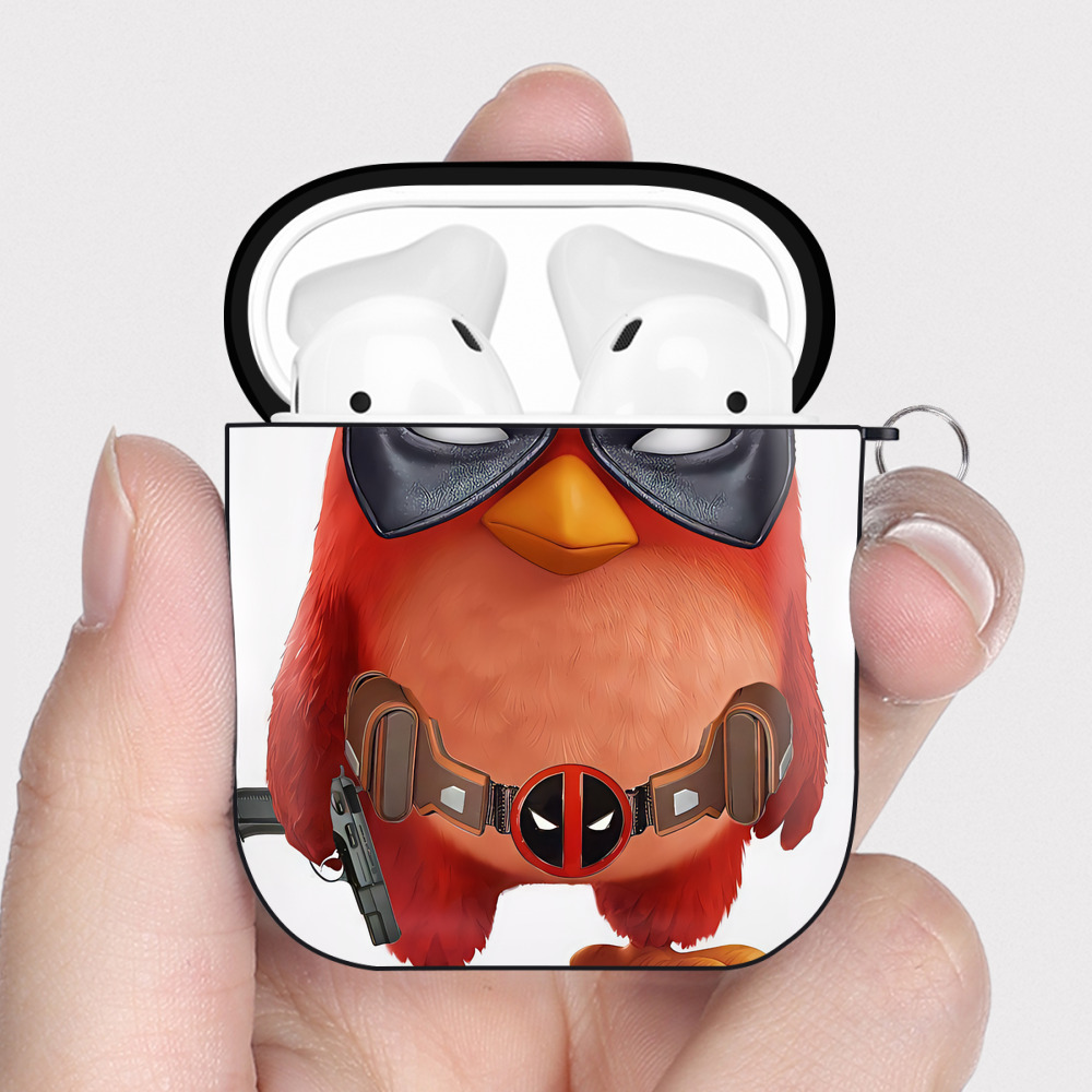 （画像用） Angry Birds アングリーバード AirPods 第2世代保護ケース ハードシェル ブラック 耐衝撃・防指紋・カラビナ付き