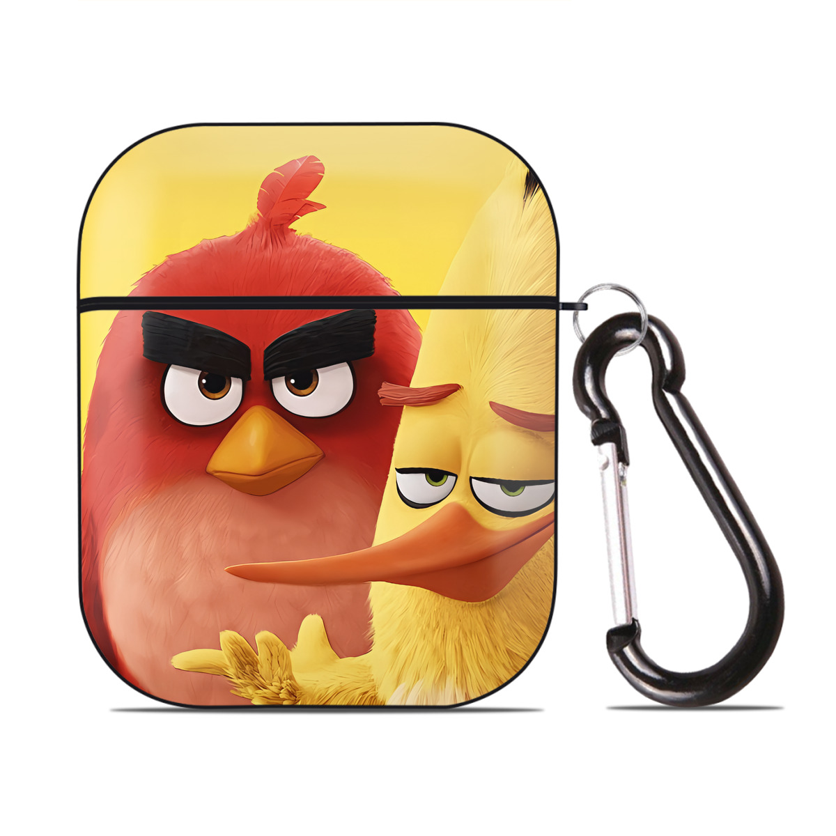 （画像用） Angry Birds アングリーバード AirPods 第2世代保護ケース ハードシェル ブラック 耐衝撃・防指紋・カラビナ付き
