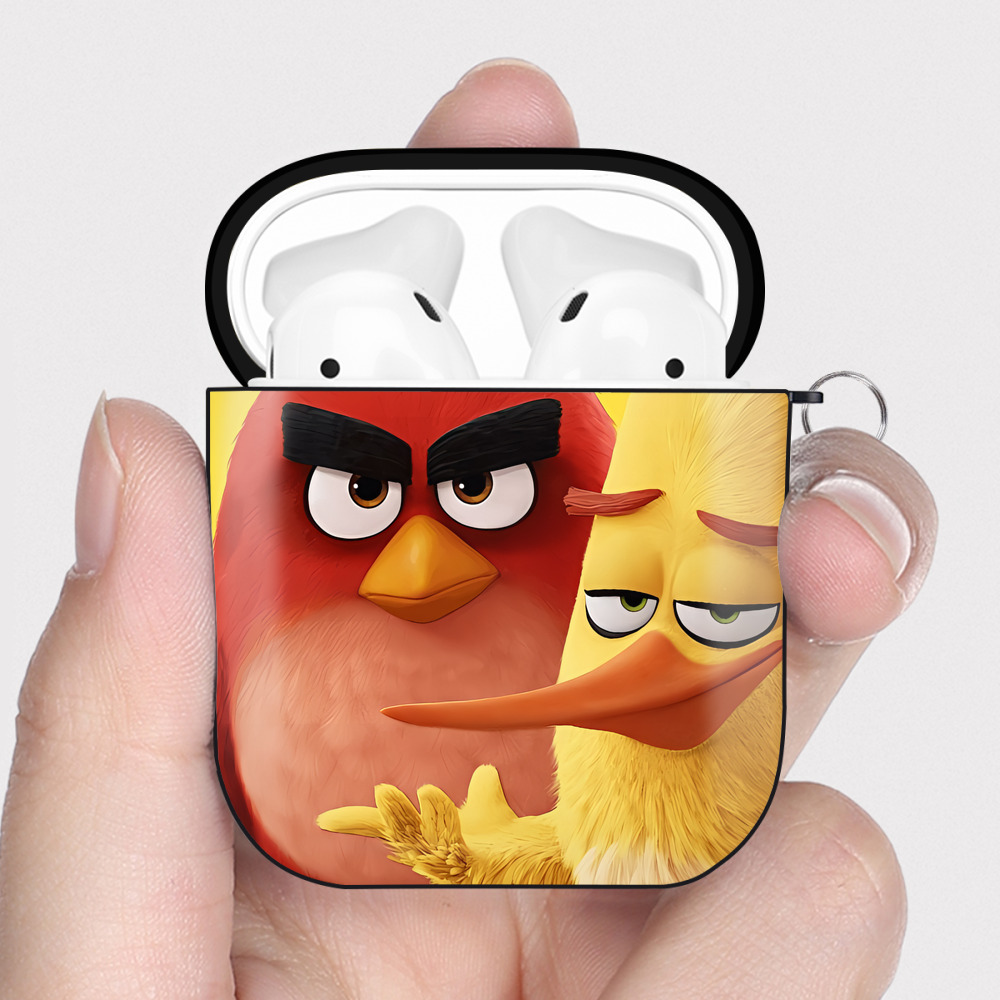 （画像用） Angry Birds アングリーバード AirPods 第2世代保護ケース ハードシェル ブラック 耐衝撃・防指紋・カラビナ付き