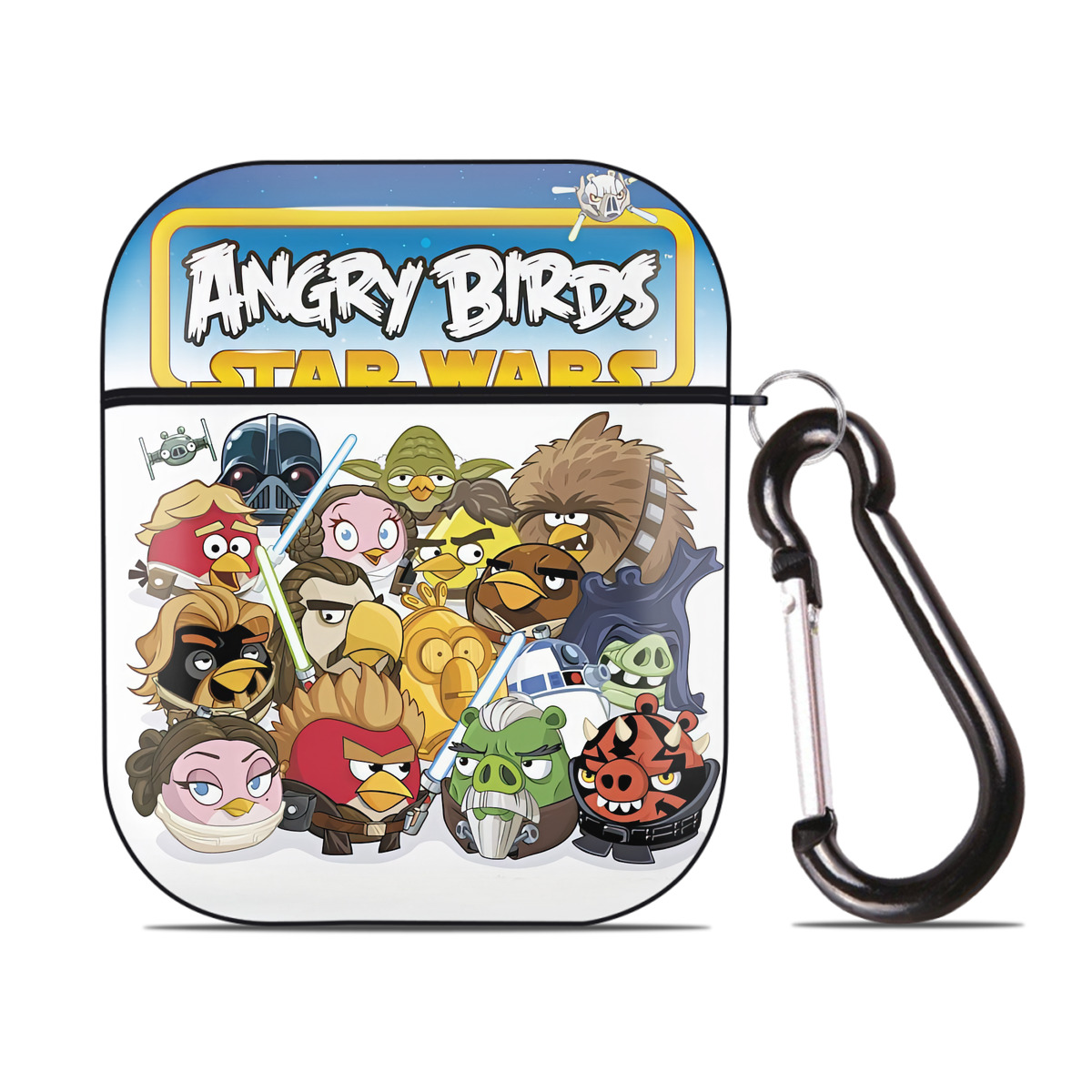 （画像用） Angry Birds アングリーバード AirPods 第2世代保護ケース ハードシェル ブラック 耐衝撃・防指紋・カラビナ付き