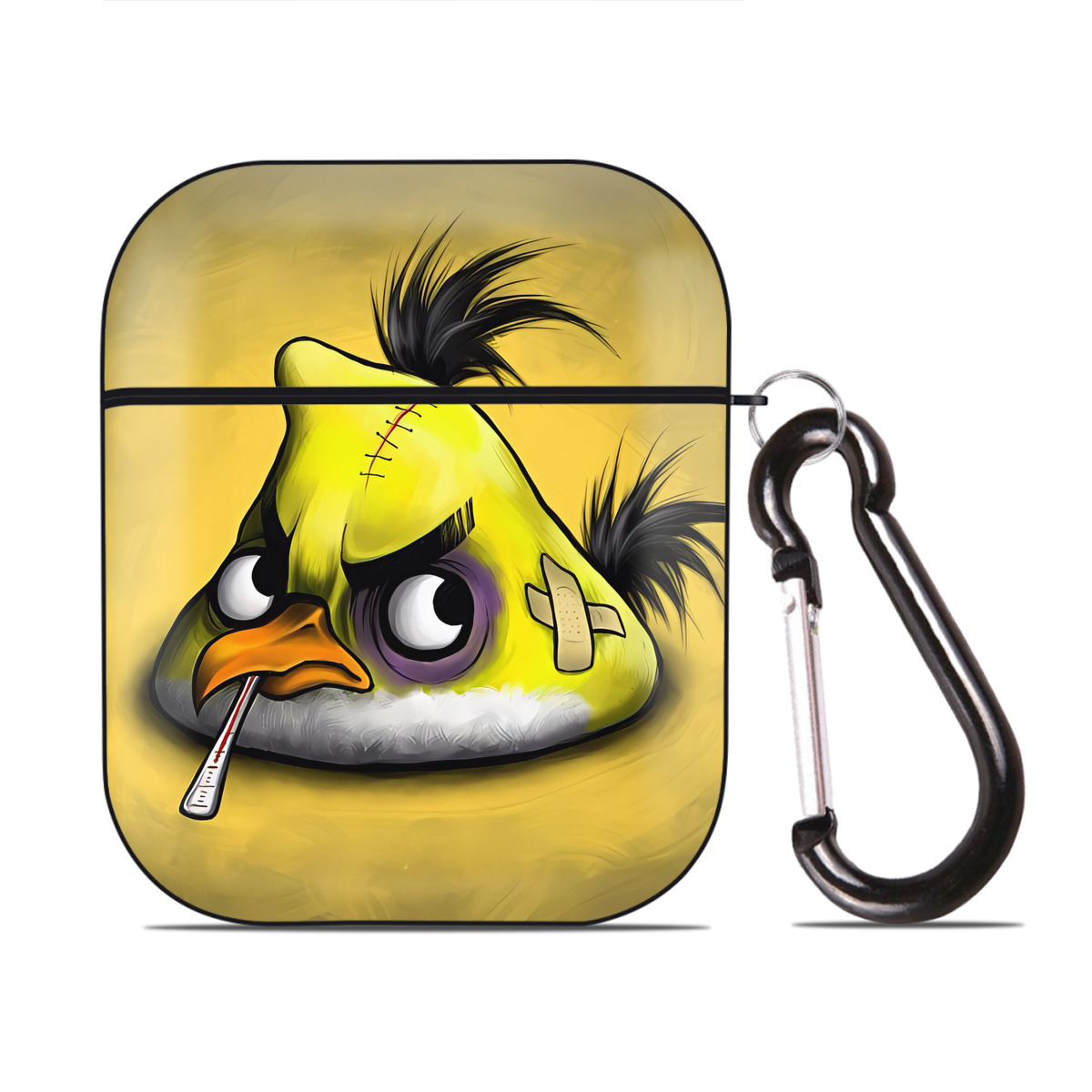 （画像用） Angry Birds アングリーバード AirPods 第2世代保護ケース ハードシェル ブラック 耐衝撃・防指紋・カラビナ付き