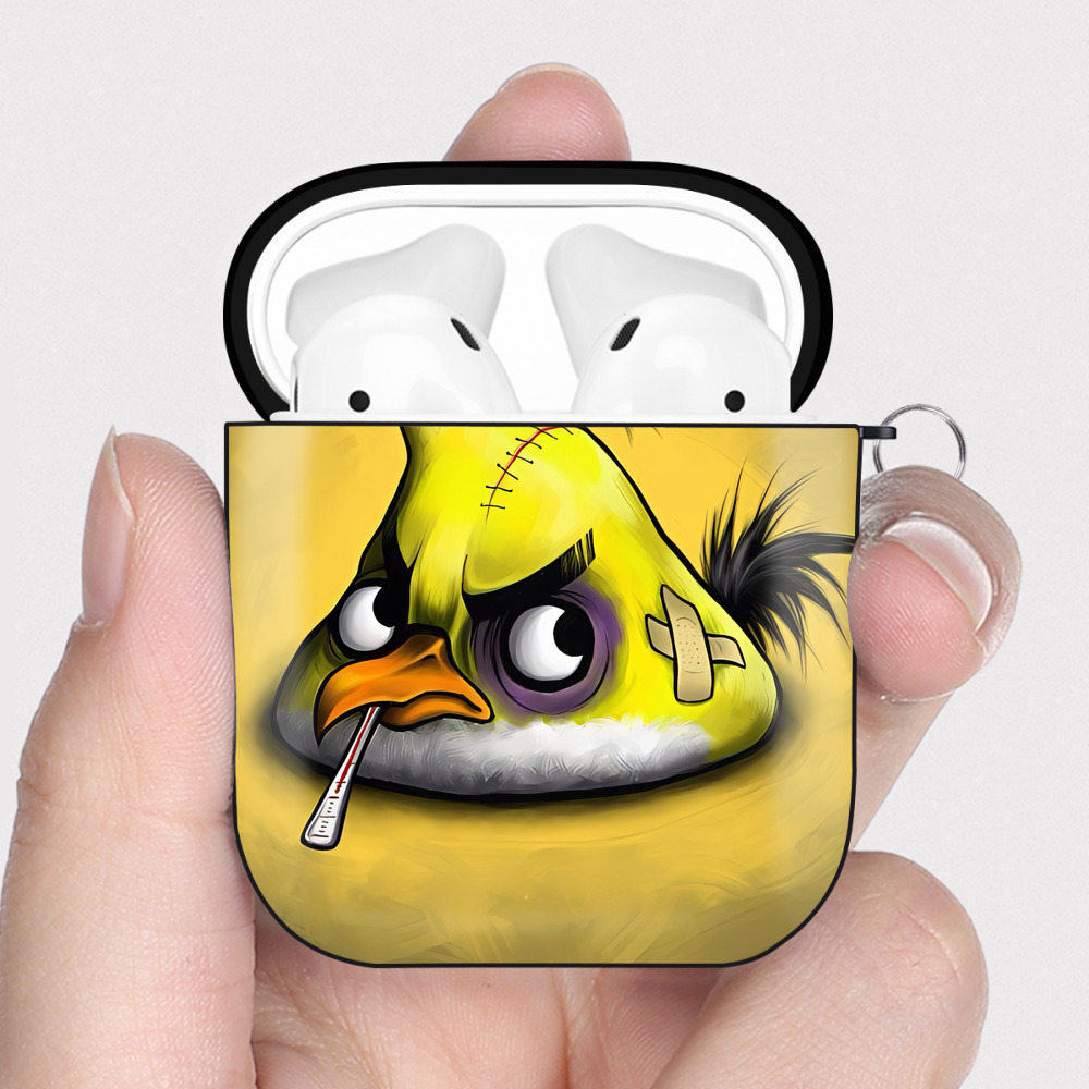 （画像用） Angry Birds アングリーバード AirPods 第2世代保護ケース ハードシェル ブラック 耐衝撃・防指紋・カラビナ付き