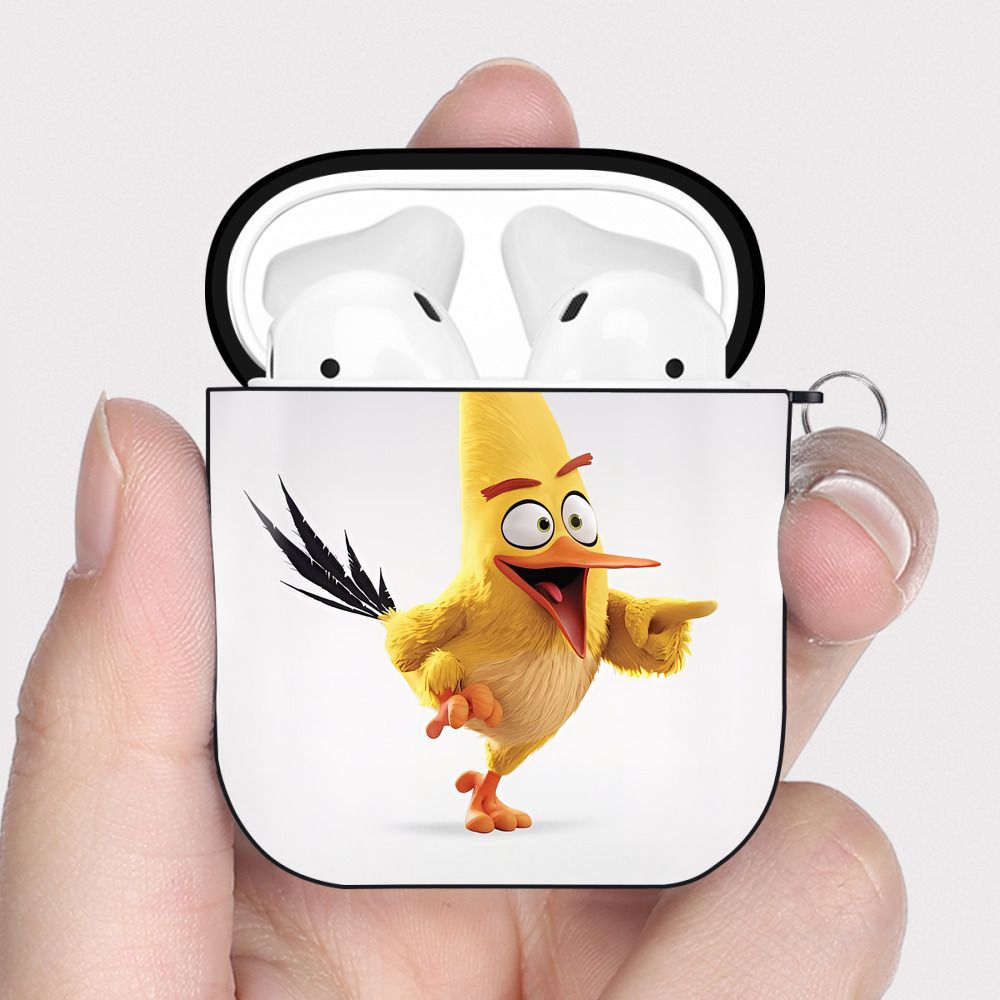 （画像用） Angry Birds アングリーバード AirPods 第2世代保護ケース ハードシェル ブラック 耐衝撃・防指紋・カラビナ付き