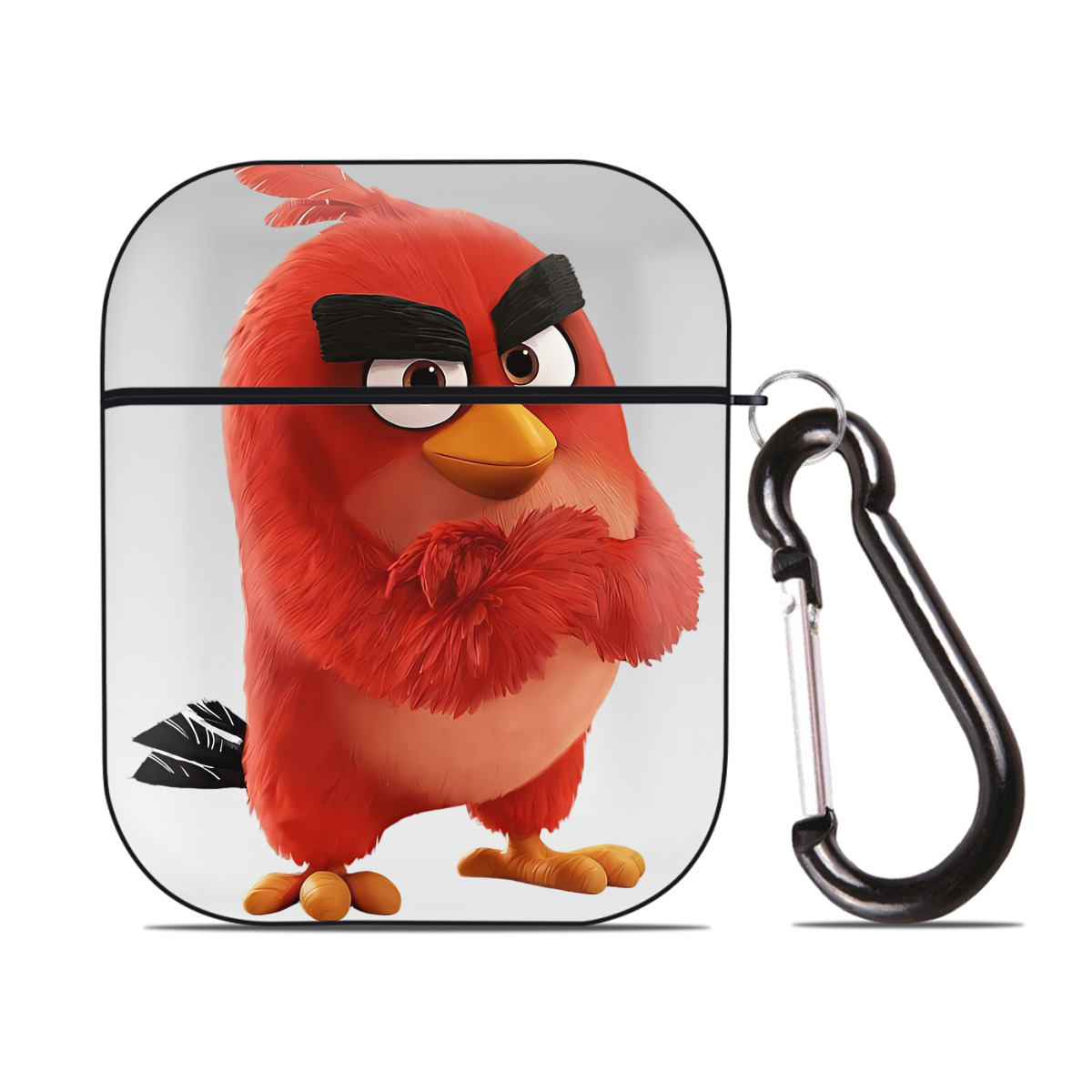 （画像用） Angry Birds アングリーバード AirPods 第2世代保護ケース ハードシェル ブラック 耐衝撃・防指紋・カラビナ付き