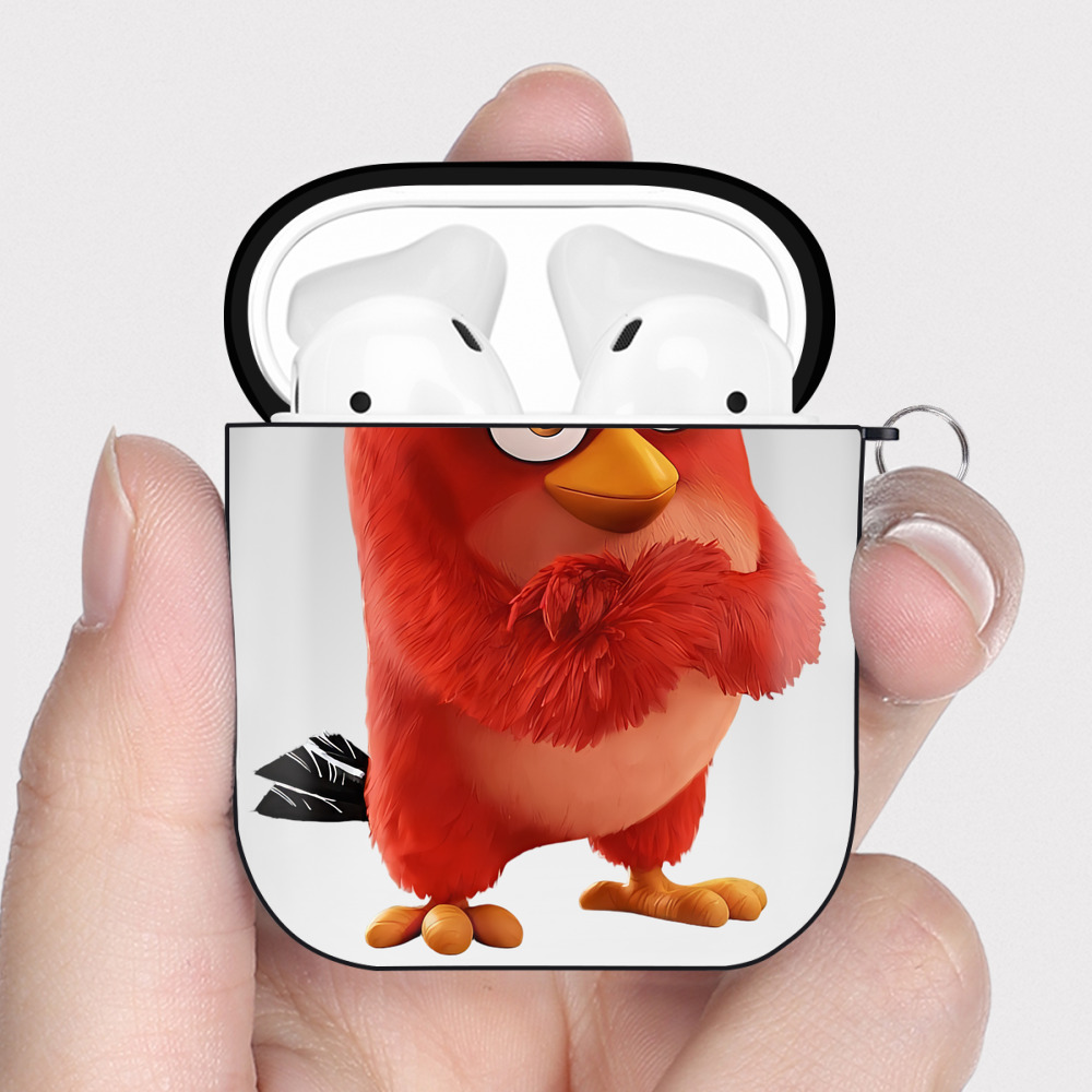（画像用） Angry Birds アングリーバード AirPods 第2世代保護ケース ハードシェル ブラック 耐衝撃・防指紋・カラビナ付き