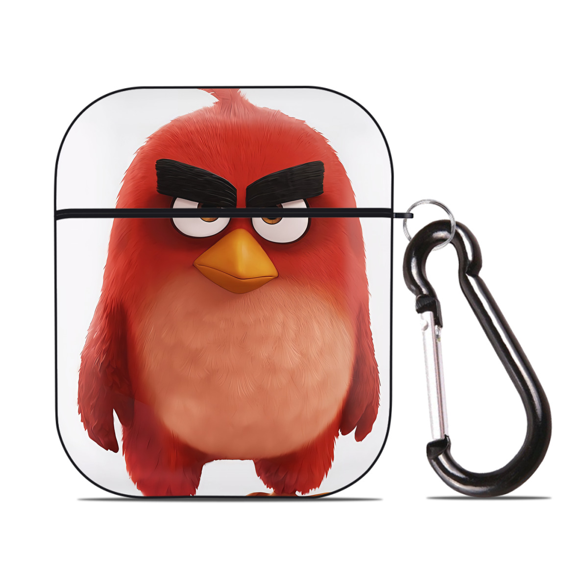 （画像用） Angry Birds アングリーバード AirPods 第2世代保護ケース ハードシェル ブラック 耐衝撃・防指紋・カラビナ付き
