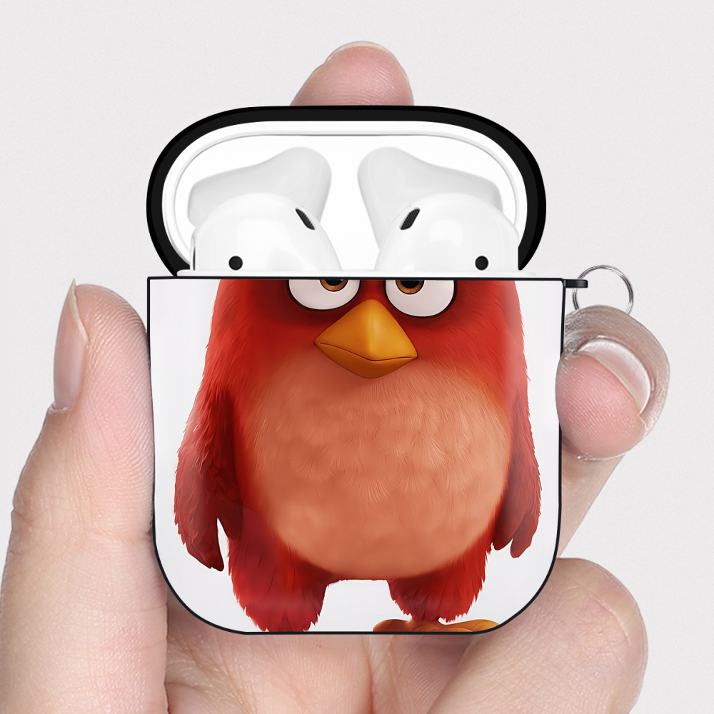 （画像用） Angry Birds アングリーバード AirPods 第2世代保護ケース ハードシェル ブラック 耐衝撃・防指紋・カラビナ付き