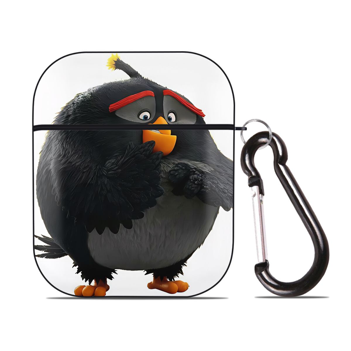 （画像用） Angry Birds アングリーバード AirPods 第2世代保護ケース ハードシェル ブラック 耐衝撃・防指紋・カラビナ付き
