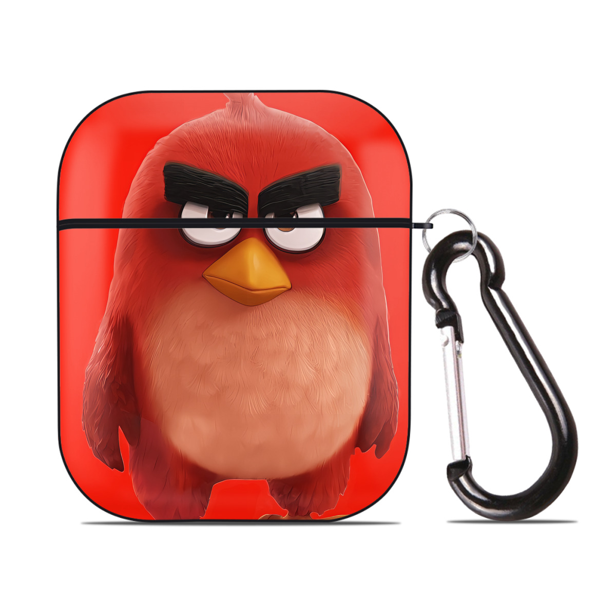 （画像用） Angry Birds アングリーバード AirPods 第2世代保護ケース ハードシェル ブラック 耐衝撃・防指紋・カラビナ付き