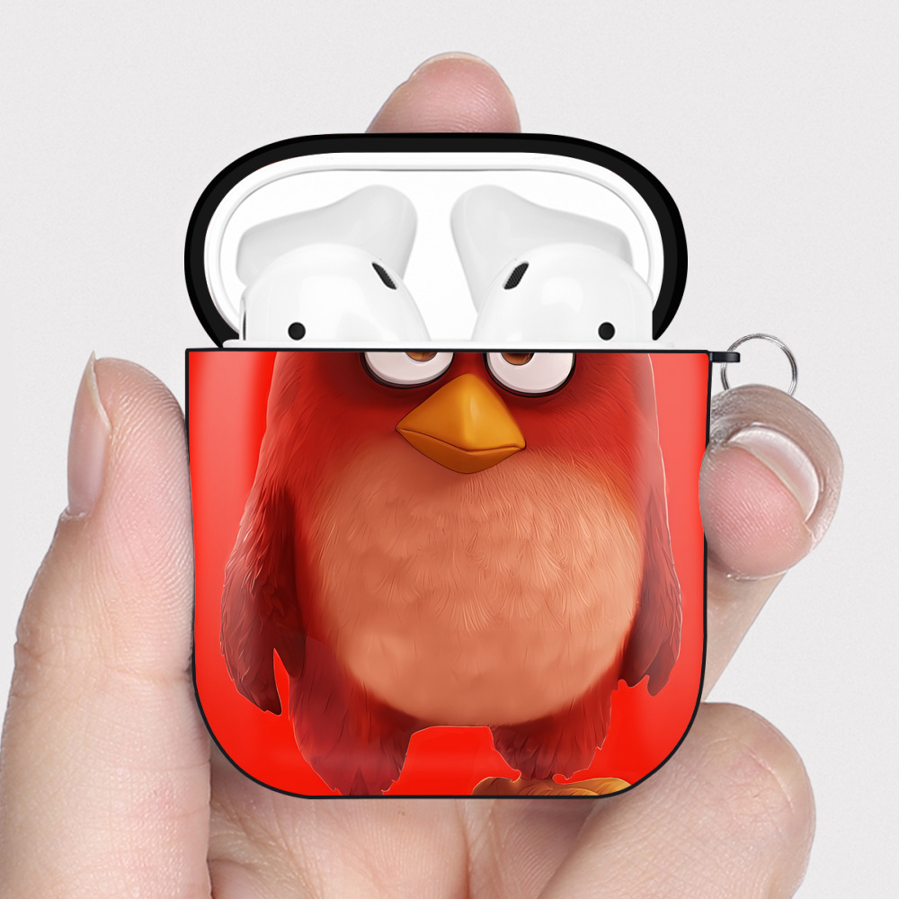 （画像用） Angry Birds アングリーバード AirPods 第2世代保護ケース ハードシェル ブラック 耐衝撃・防指紋・カラビナ付き