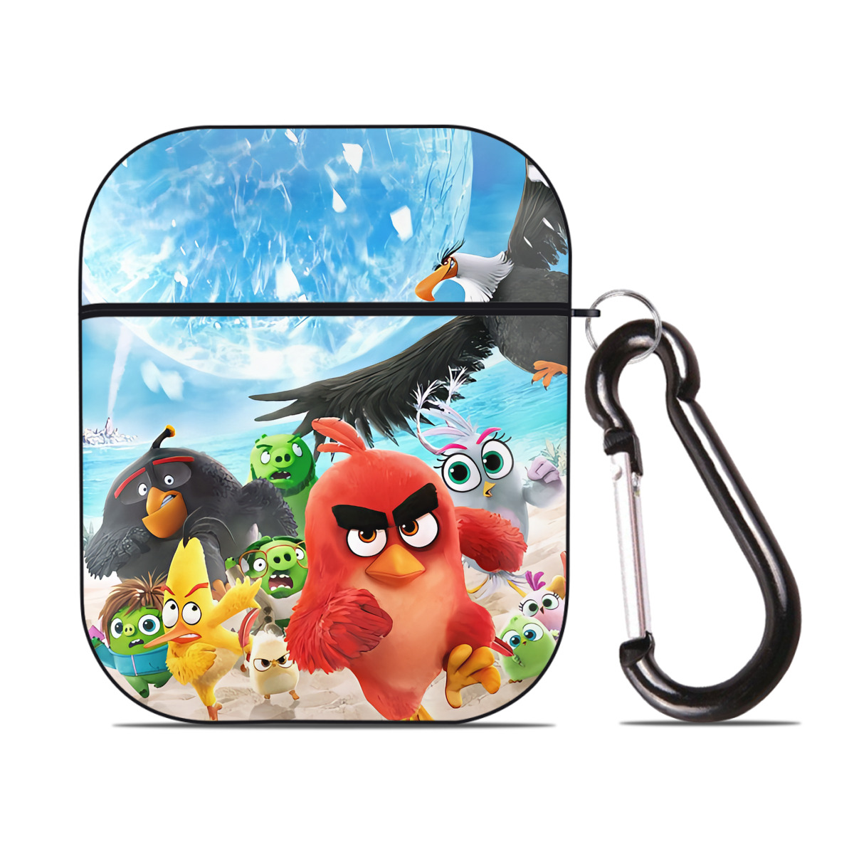 （画像用） Angry Birds アングリーバード AirPods 第2世代保護ケース ハードシェル ブラック 耐衝撃・防指紋・カラビナ付き