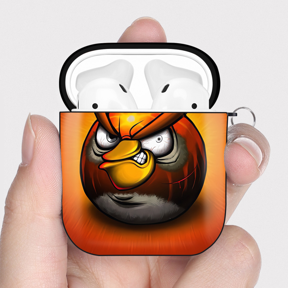 （画像用） Angry Birds アングリーバード AirPods 第2世代保護ケース ハードシェル ブラック 耐衝撃・防指紋・カラビナ付き