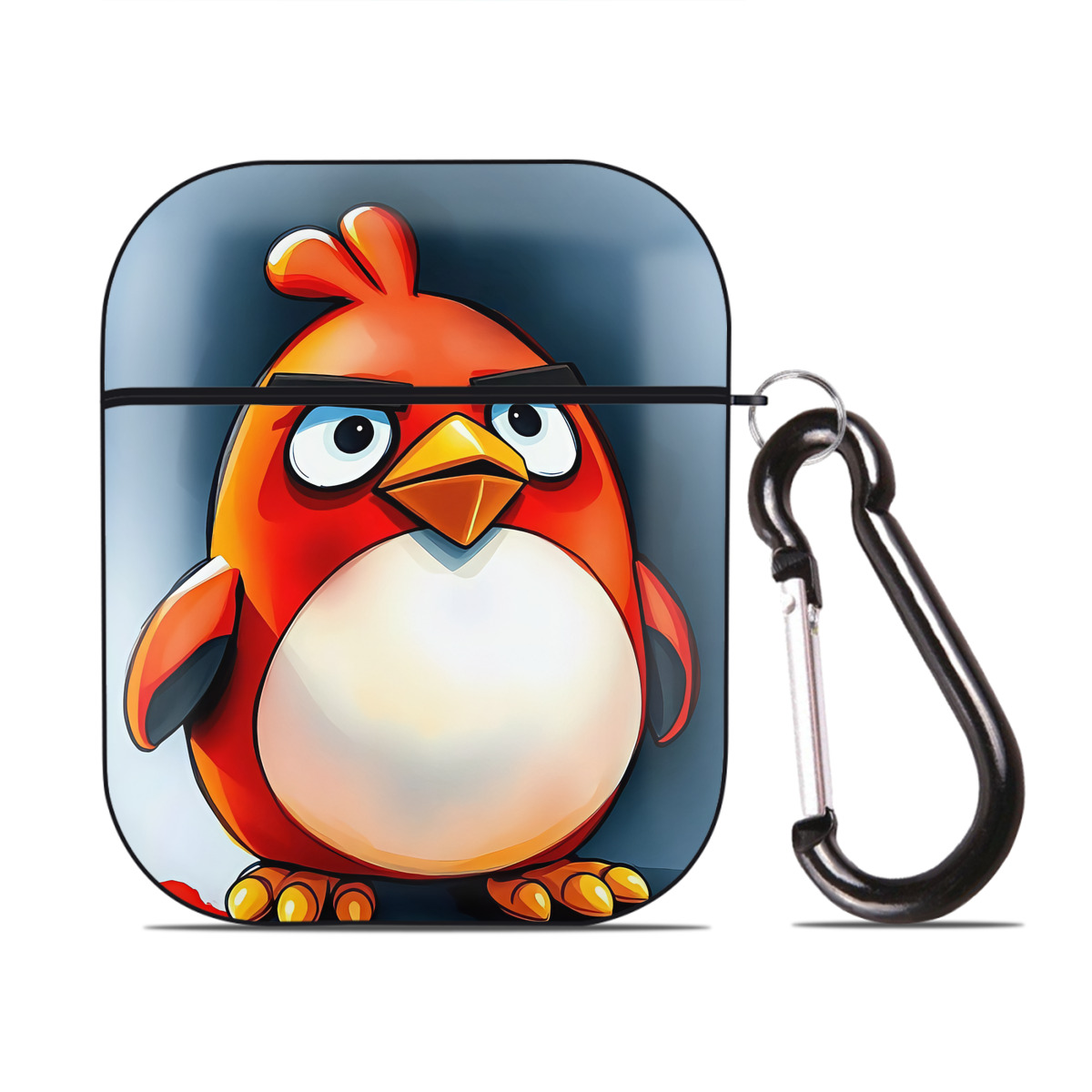 （画像用） Angry Birds アングリーバード AirPods 第2世代保護ケース ハードシェル ブラック 耐衝撃・防指紋・カラビナ付き
