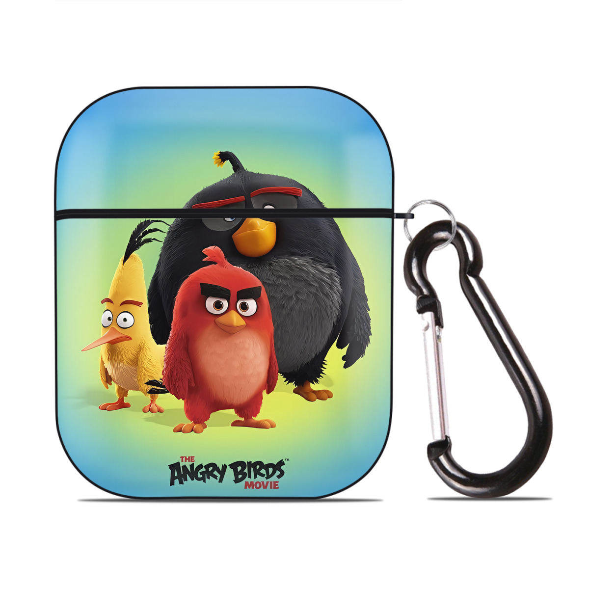 （画像用） Angry Birds アングリーバード AirPods 第2世代保護ケース ハードシェル ブラック 耐衝撃・防指紋・カラビナ付き