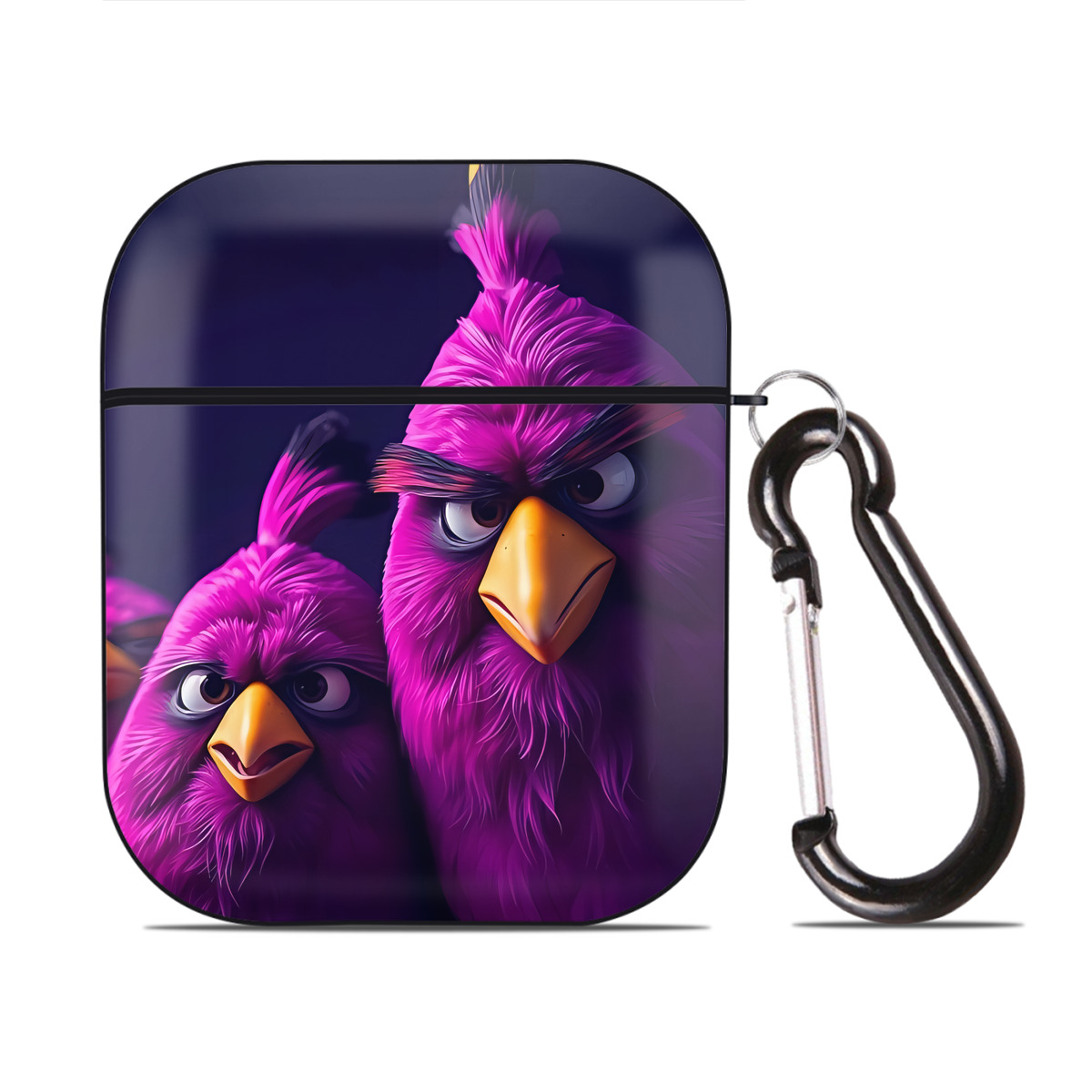 （画像用） Angry Birds アングリーバード AirPods 第2世代保護ケース ハードシェル ブラック 耐衝撃・防指紋・カラビナ付き
