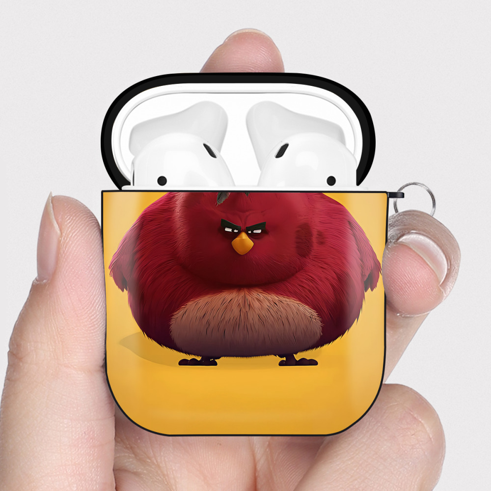 （画像用） Angry Birds アングリーバード AirPods 第2世代保護ケース ハードシェル ブラック 耐衝撃・防指紋・カラビナ付き