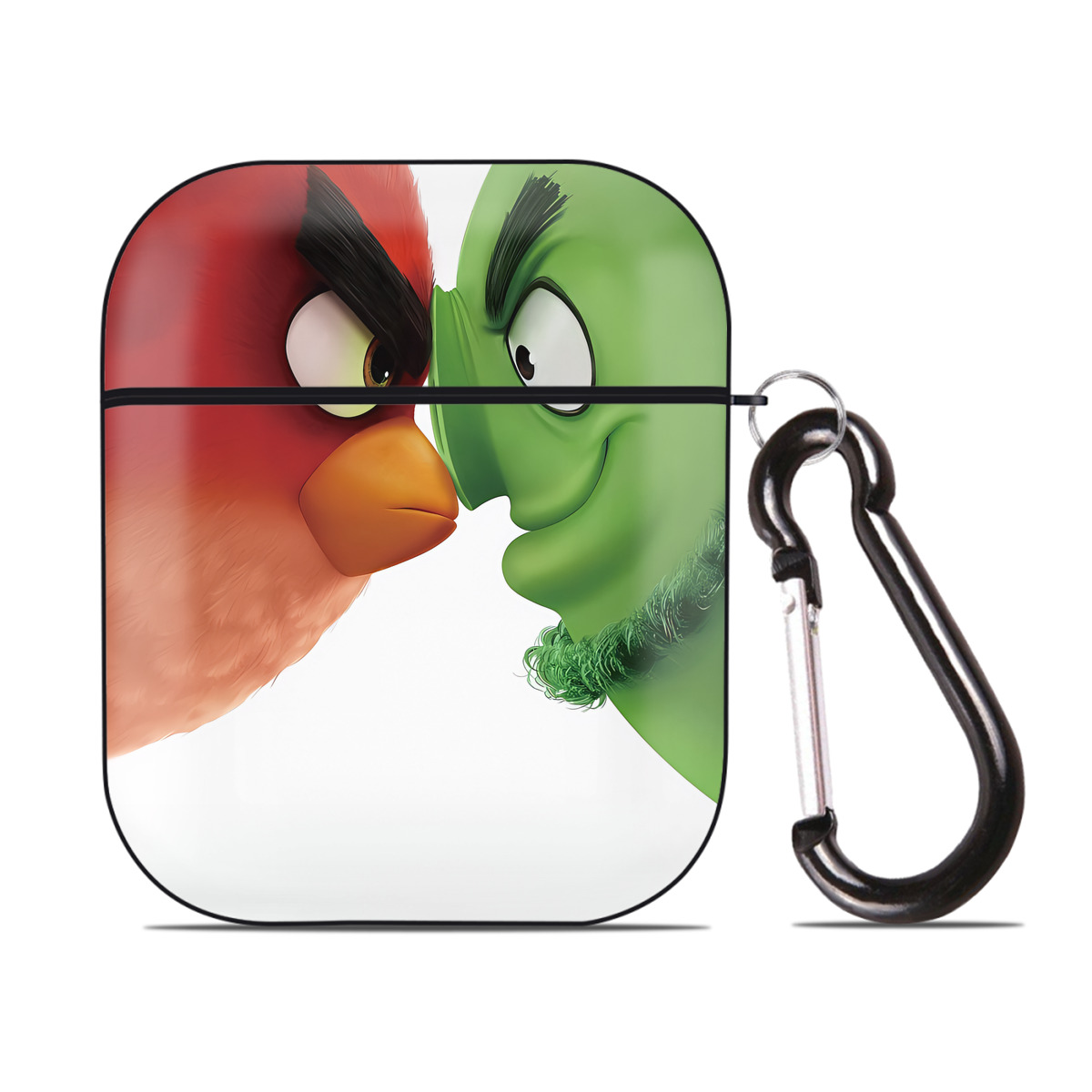 （画像用） Angry Birds アングリーバード AirPods 第2世代保護ケース ハードシェル ブラック 耐衝撃・防指紋・カラビナ付き