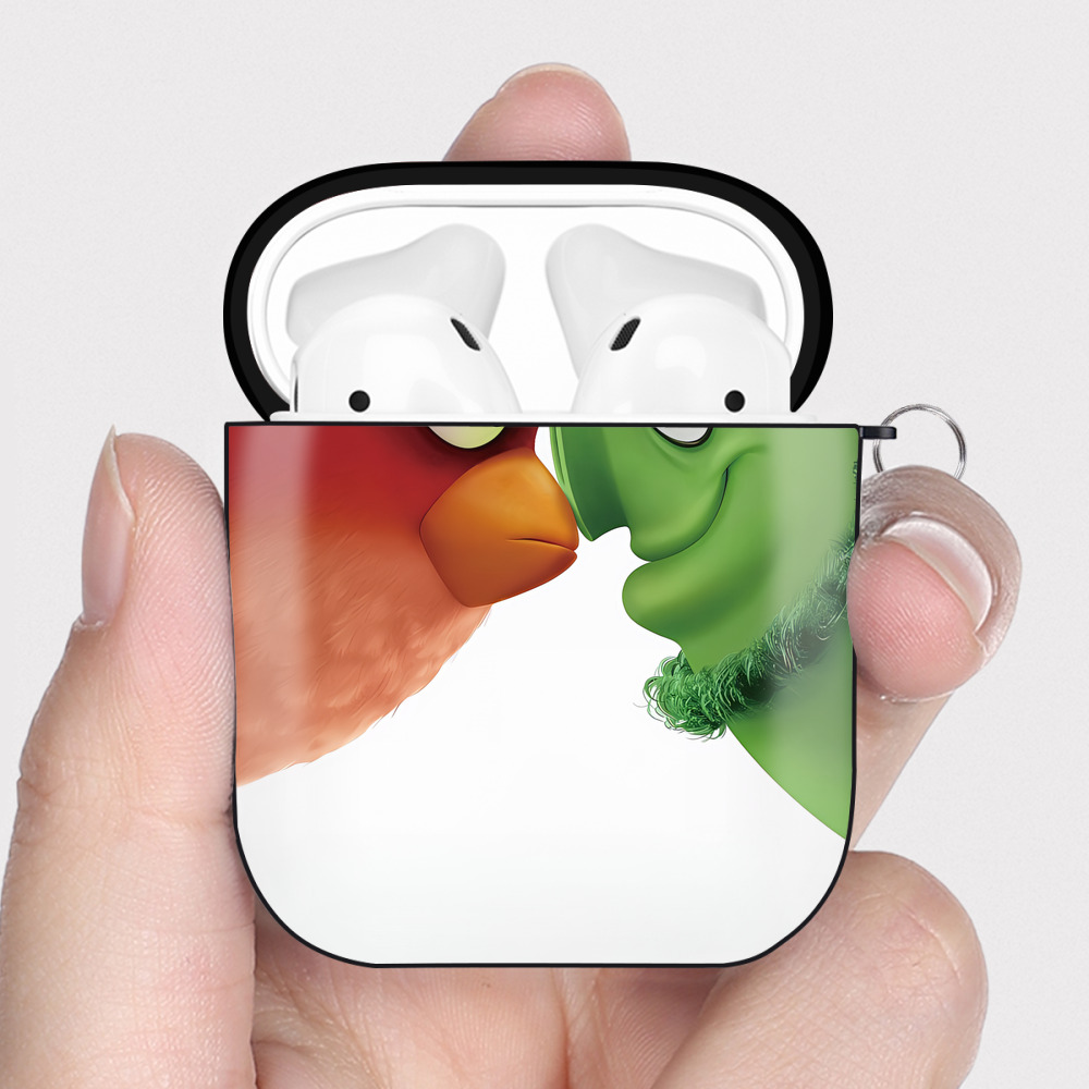 （画像用） Angry Birds アングリーバード AirPods 第2世代保護ケース ハードシェル ブラック 耐衝撃・防指紋・カラビナ付き