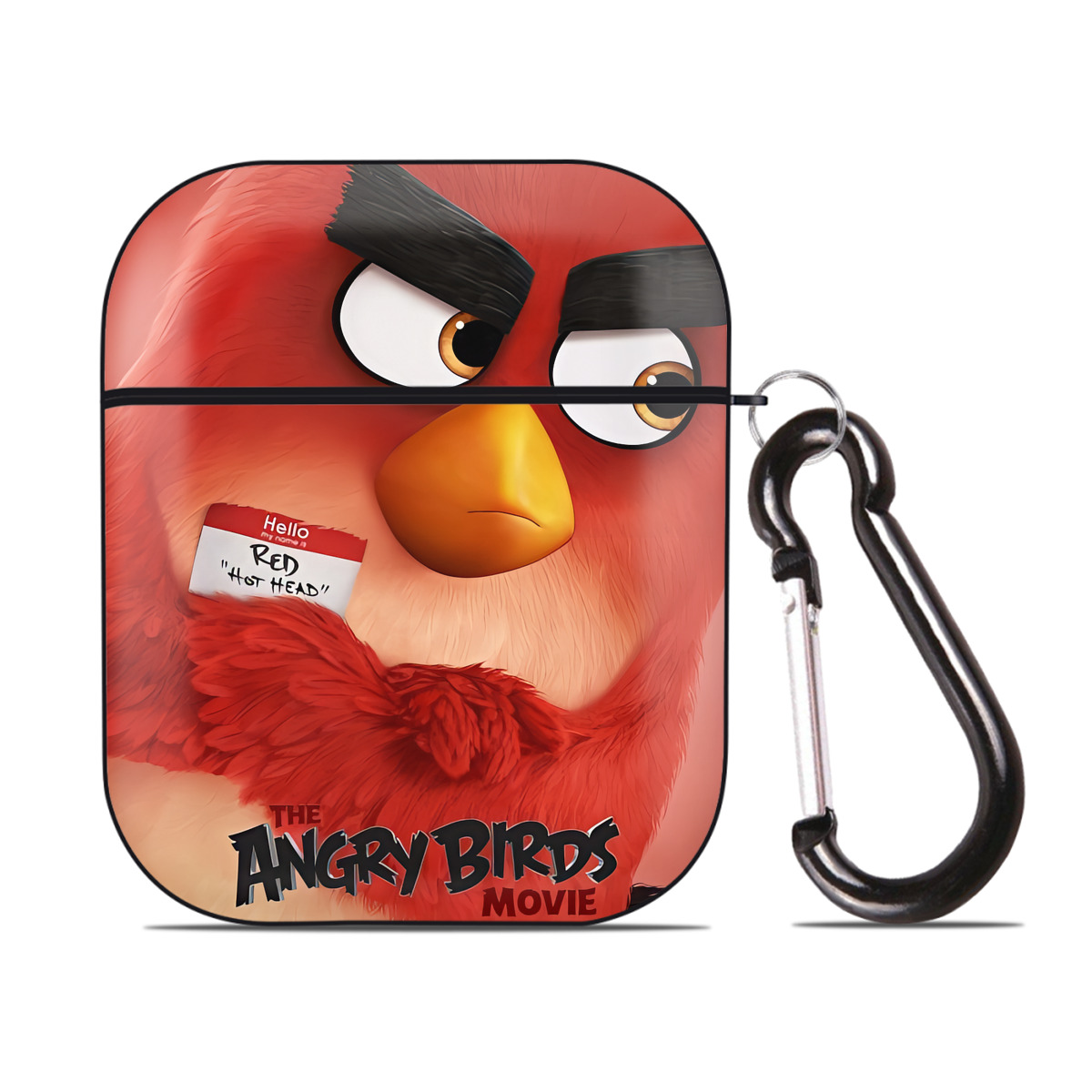 （画像用） Angry Birds アングリーバード AirPods 第2世代保護ケース ハードシェル ブラック 耐衝撃・防指紋・カラビナ付き
