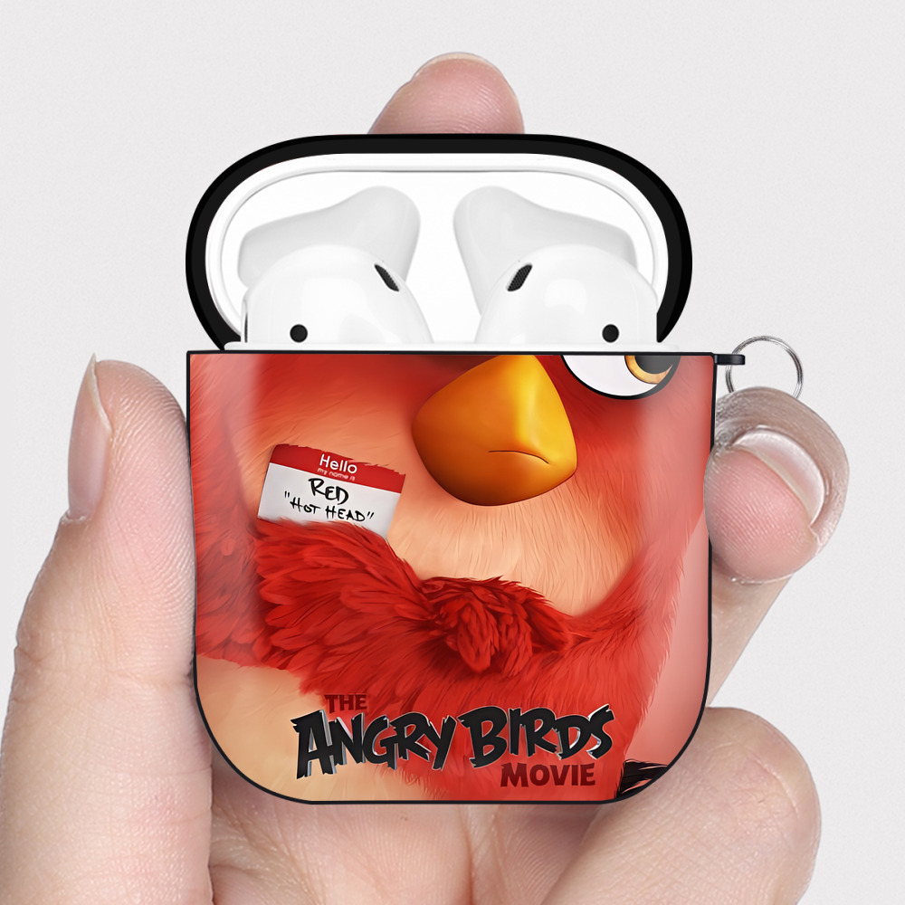 （画像用） Angry Birds アングリーバード AirPods 第2世代保護ケース ハードシェル ブラック 耐衝撃・防指紋・カラビナ付き