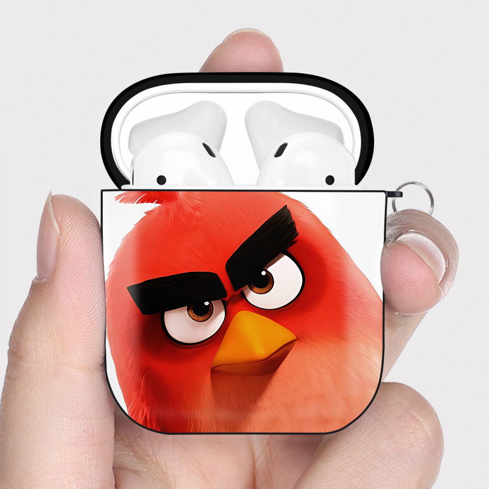 （画像用） Angry Birds アングリーバード AirPods 第2世代保護ケース ハードシェル ブラック 耐衝撃・防指紋・カラビナ付き