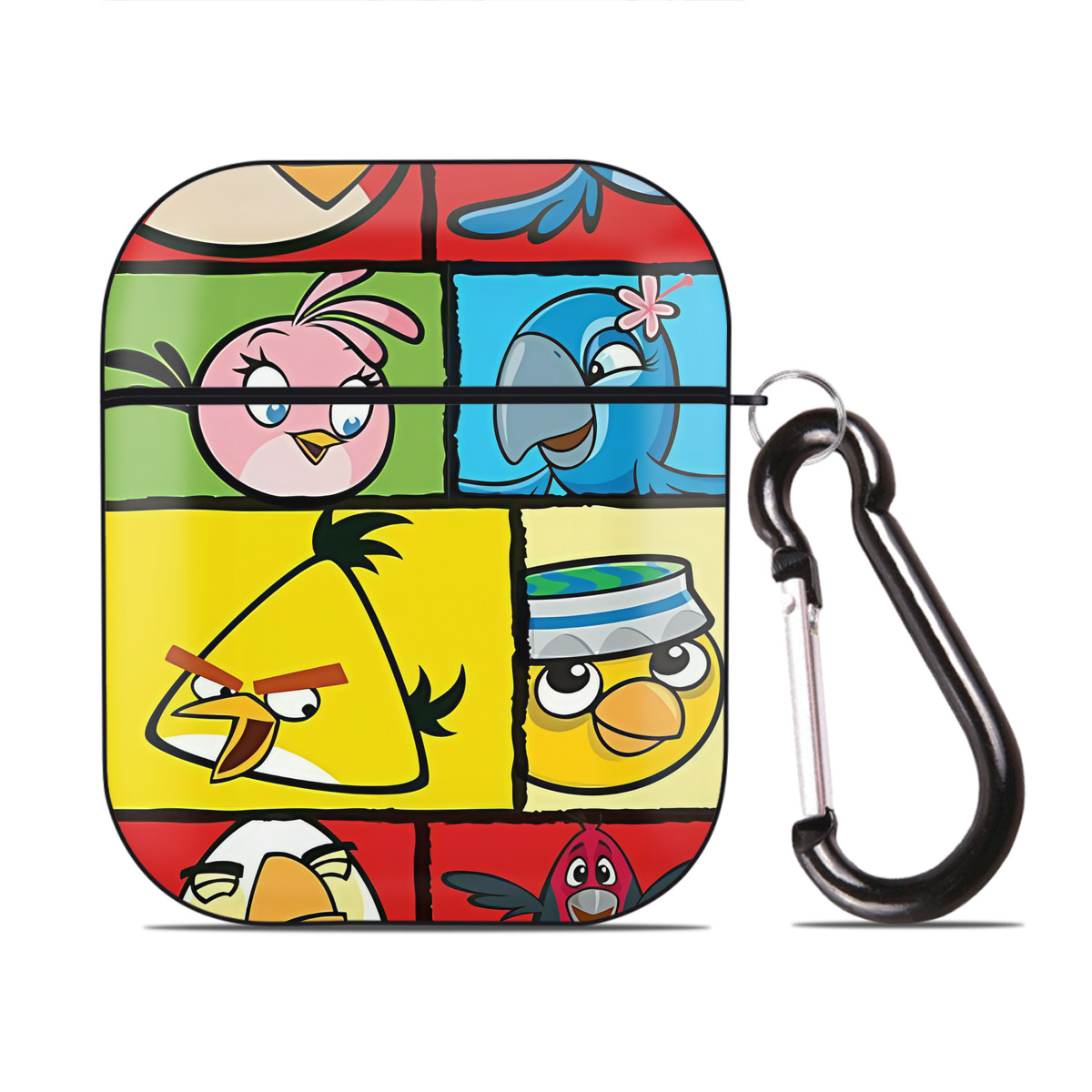 （画像用） Angry Birds アングリーバード AirPods 第2世代保護ケース ハードシェル ブラック 耐衝撃・防指紋・カラビナ付き