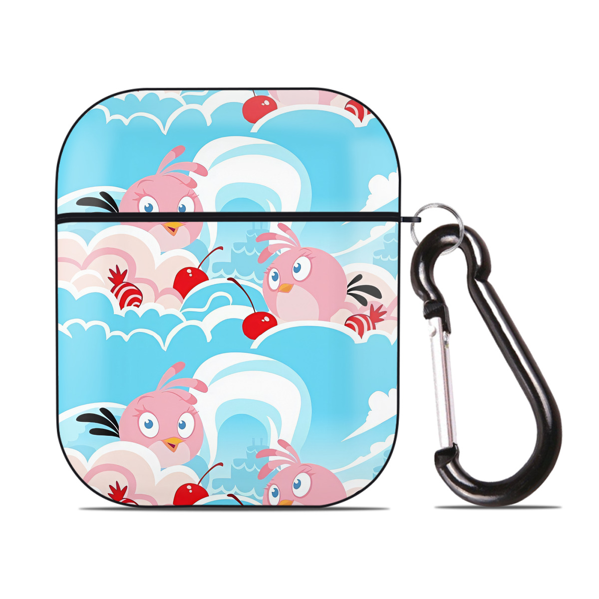 （画像用） Angry Birds アングリーバード AirPods 第2世代保護ケース ハードシェル ブラック 耐衝撃・防指紋・カラビナ付き