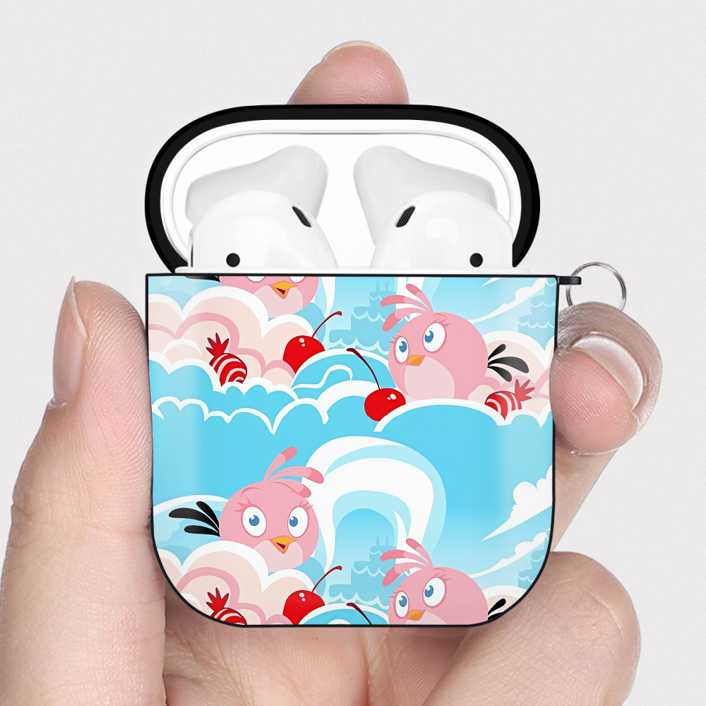（画像用） Angry Birds アングリーバード AirPods 第2世代保護ケース ハードシェル ブラック 耐衝撃・防指紋・カラビナ付き