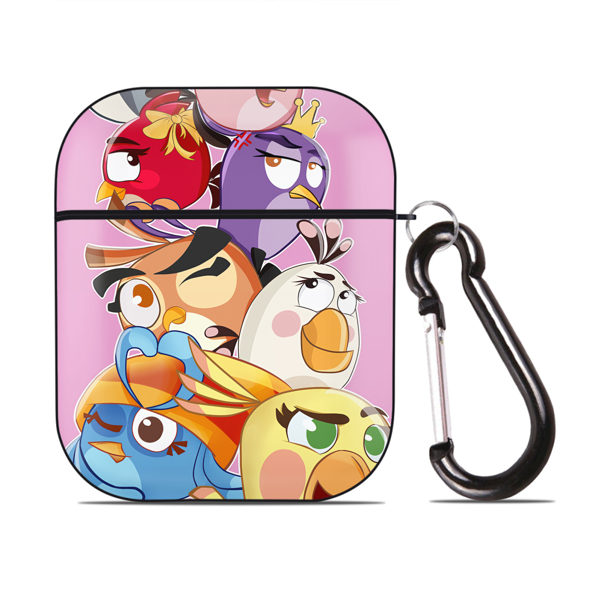 （画像用） Angry Birds アングリーバード AirPods 第2世代保護ケース ハードシェル ブラック 耐衝撃・防指紋・カラビナ付き