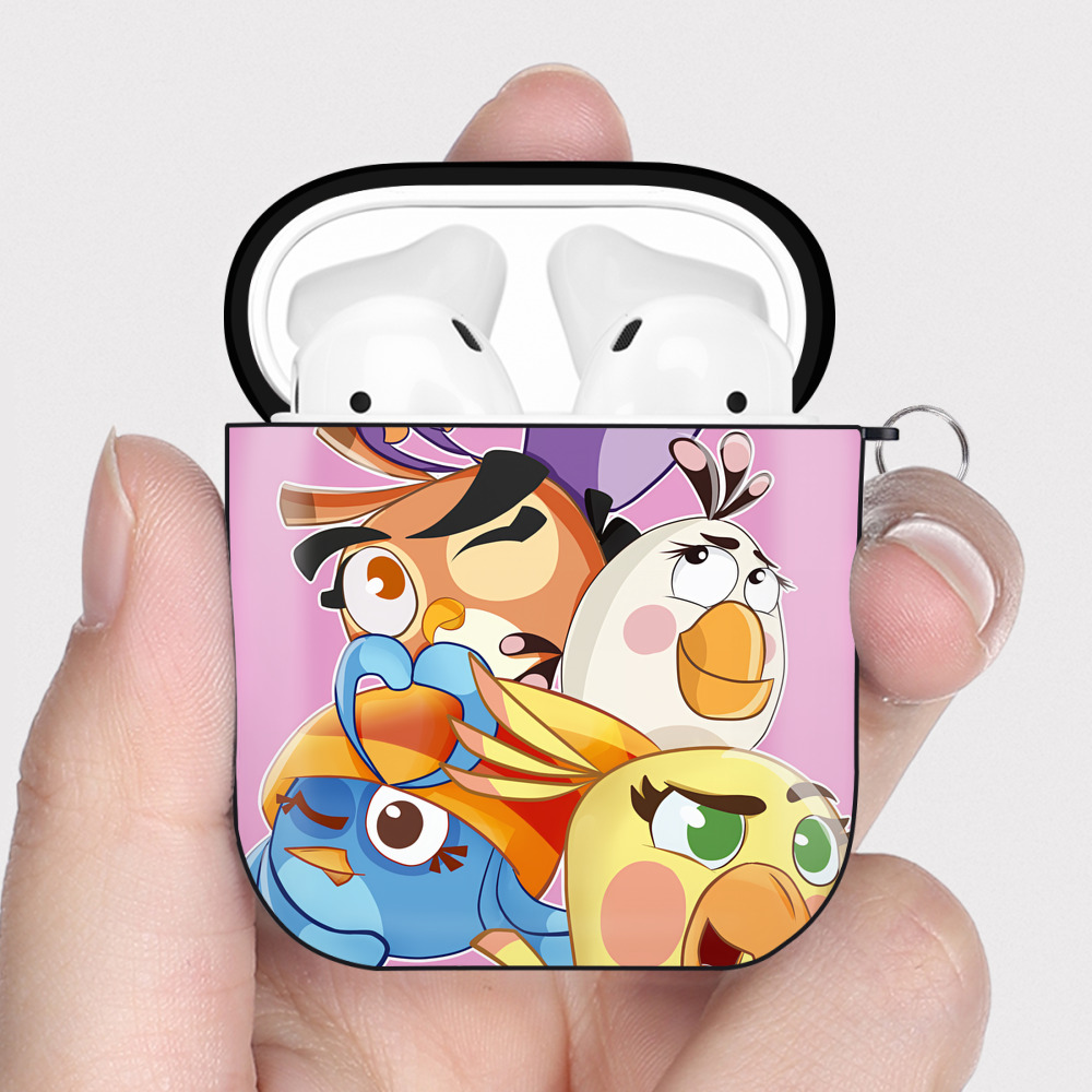 （画像用） Angry Birds アングリーバード AirPods 第2世代保護ケース ハードシェル ブラック 耐衝撃・防指紋・カラビナ付き