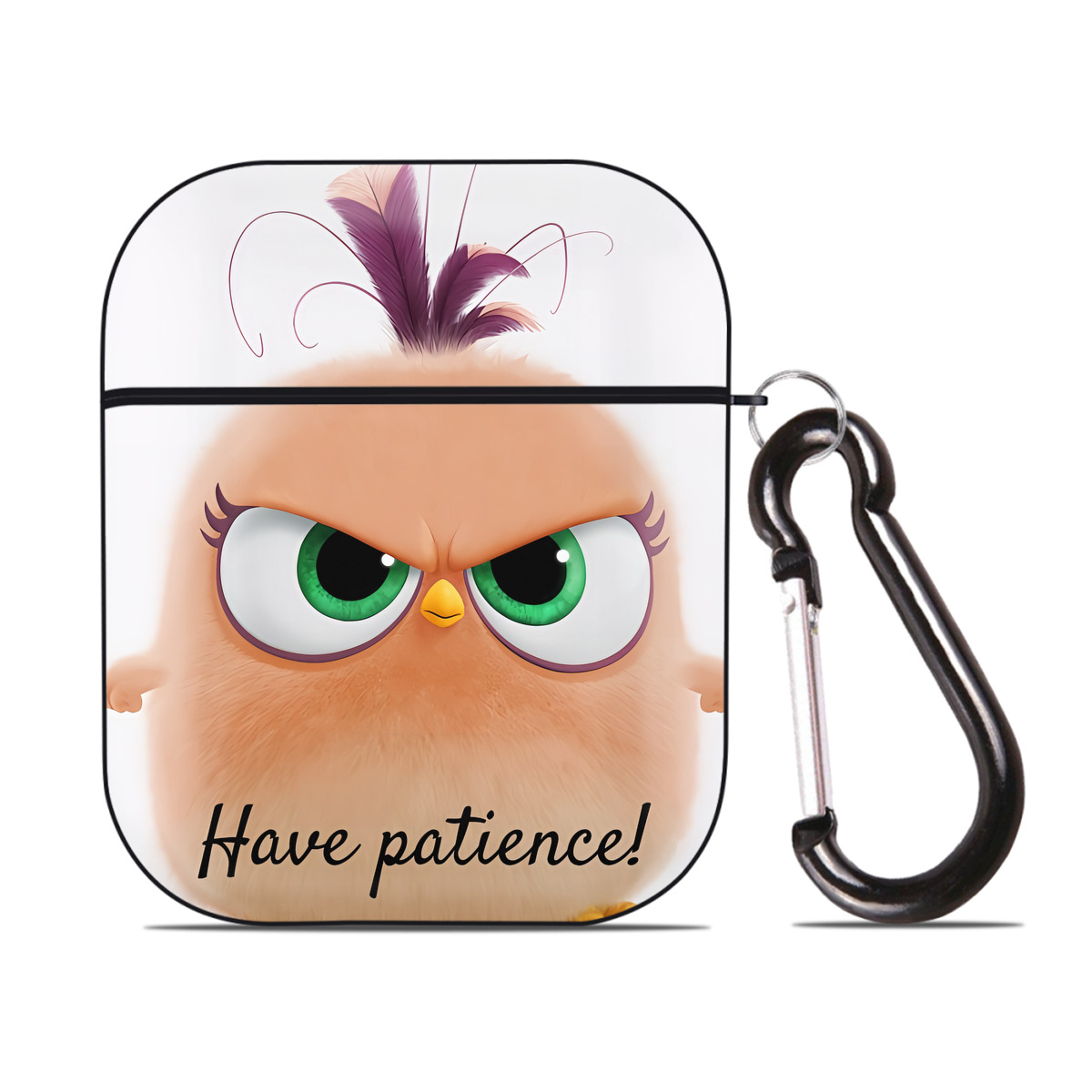 （画像用） Angry Birds アングリーバード AirPods 第2世代保護ケース ハードシェル ブラック 耐衝撃・防指紋・カラビナ付き