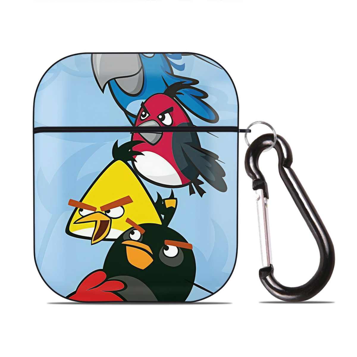 （画像用） Angry Birds アングリーバード AirPods 第2世代保護ケース ハードシェル ブラック 耐衝撃・防指紋・カラビナ付き