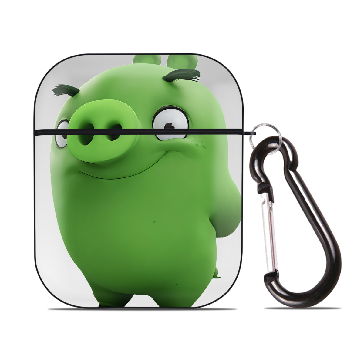 （画像用） Angry Birds アングリーバード AirPods 第2世代保護ケース ハードシェル ブラック 耐衝撃・防指紋・カラビナ付き