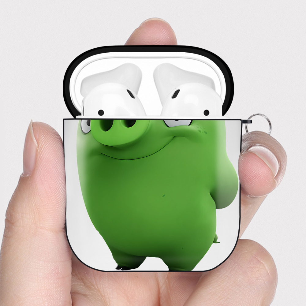（画像用） Angry Birds アングリーバード AirPods 第2世代保護ケース ハードシェル ブラック 耐衝撃・防指紋・カラビナ付き